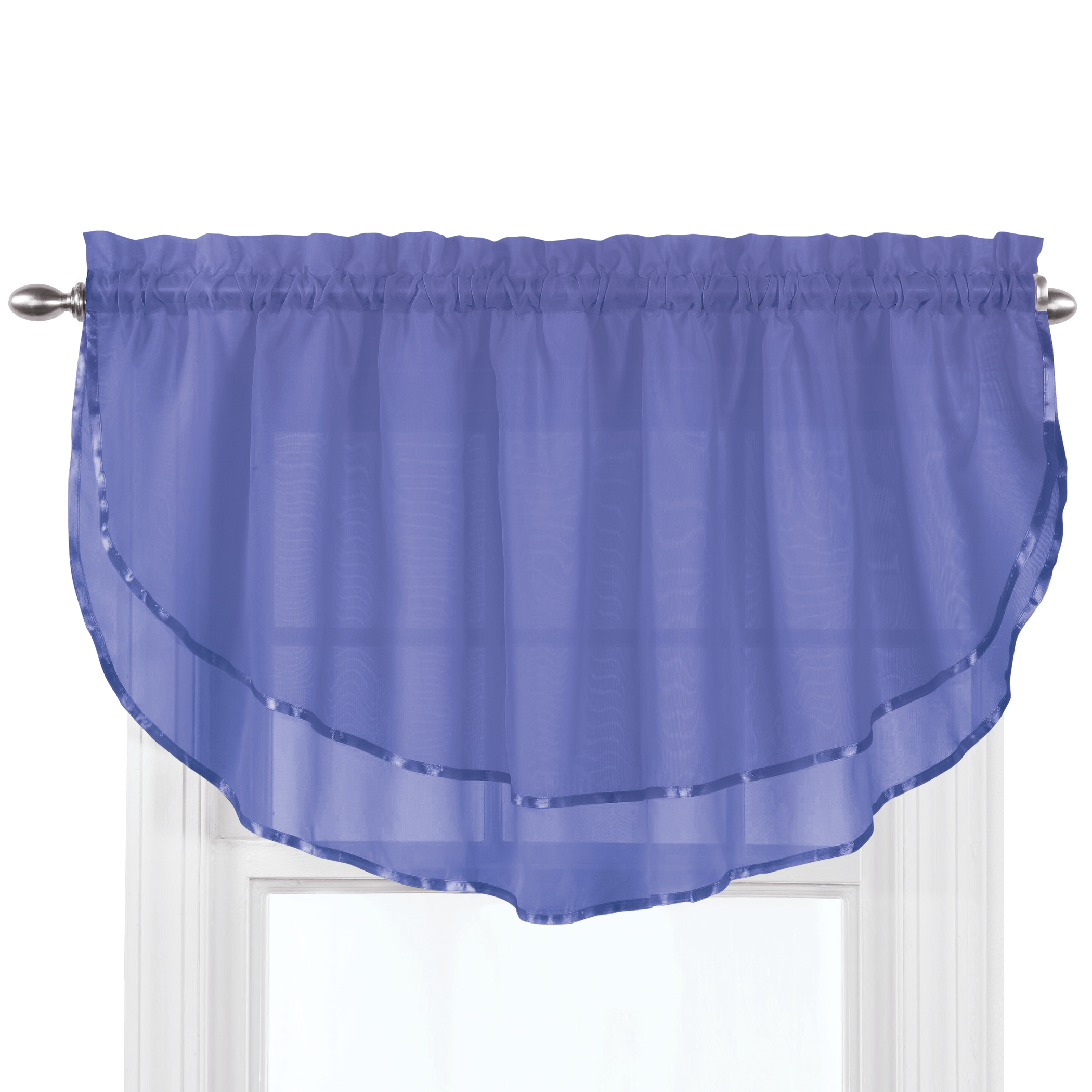 Elegance Sheer Fabric Rod Pocket Top Ascot Window Valance Periwinkle 60" WIDE