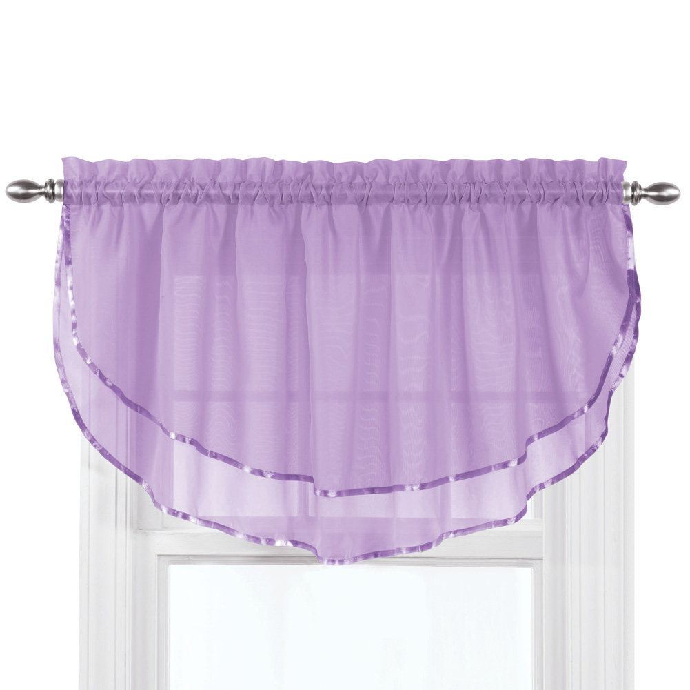 Stylemaster Elegance Sheer Voile Ascot Valance, 60" x 24", Lilac