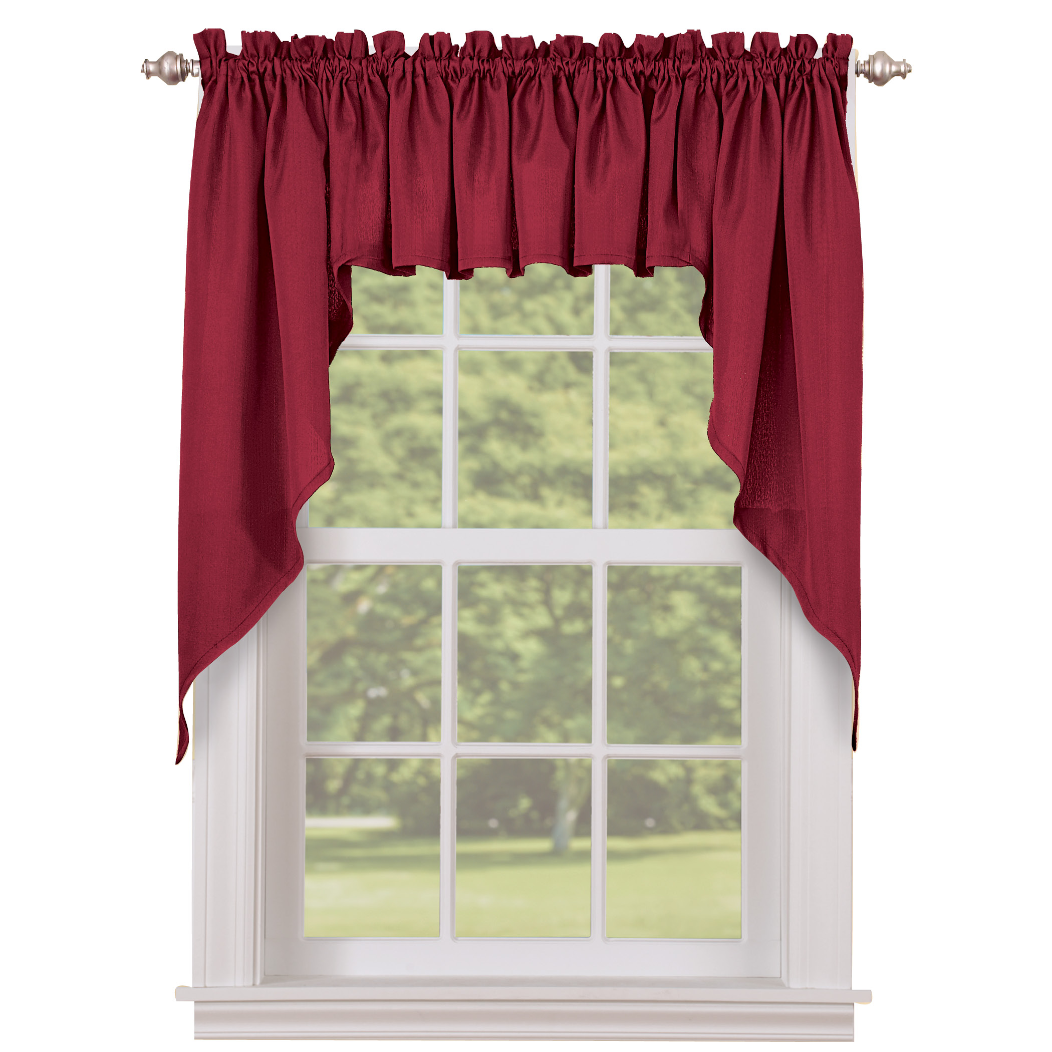 Solid Textured Swag Window Curtain Pair Burgundy