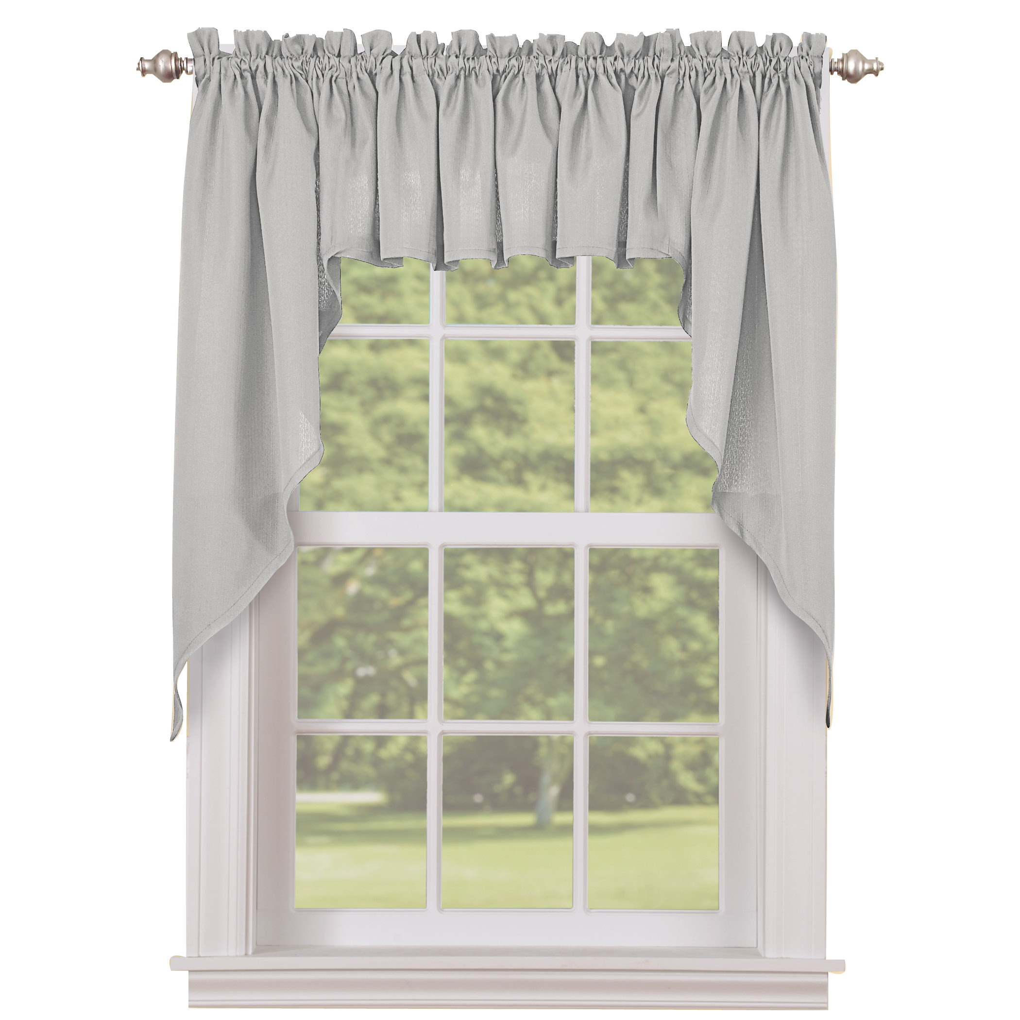Solid Textured Swag Window Curtain Pair Gray