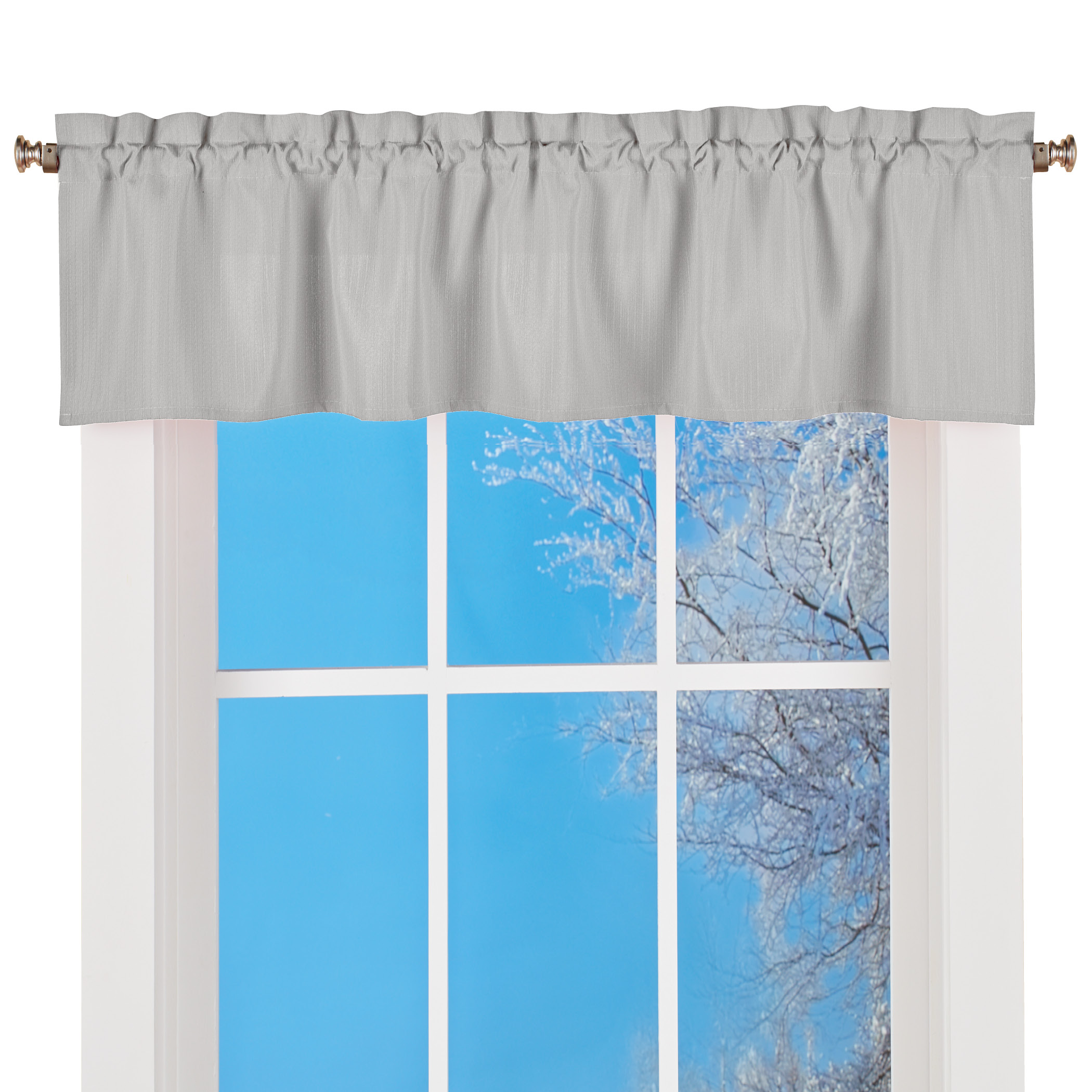 LORRAINE HOME FASHIONS Ribcord Window Curtain Tailored Valance, 54" x 12", Gray