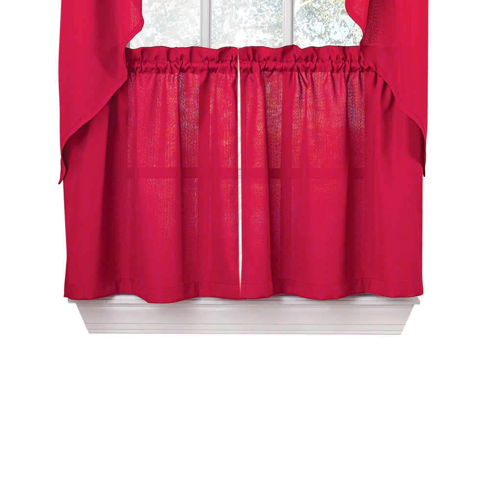 LORRAINE HOME FASHIONS Ribcord Window Curtain Tier, 54" x 24", Red