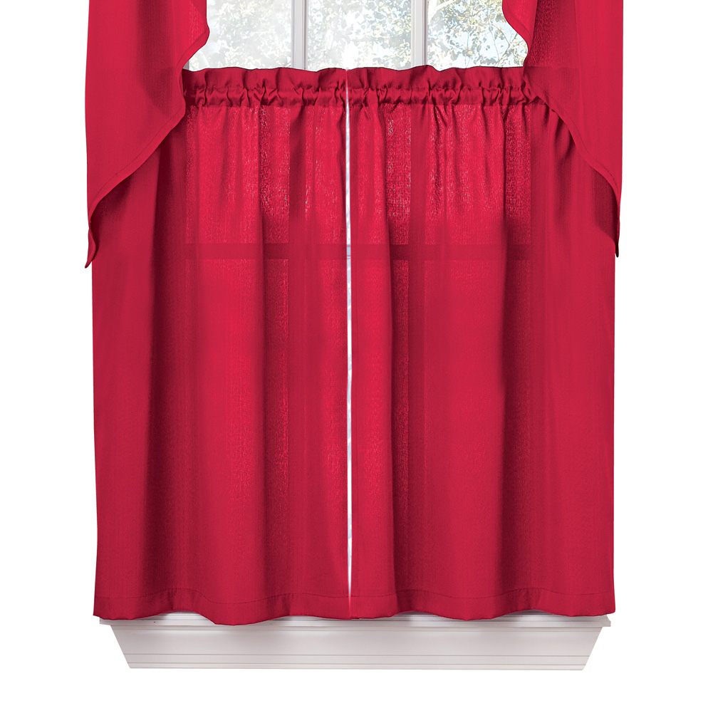 LORRAINE HOME FASHIONS Ribcord Window Curtain Tier, 54" x 36", Red