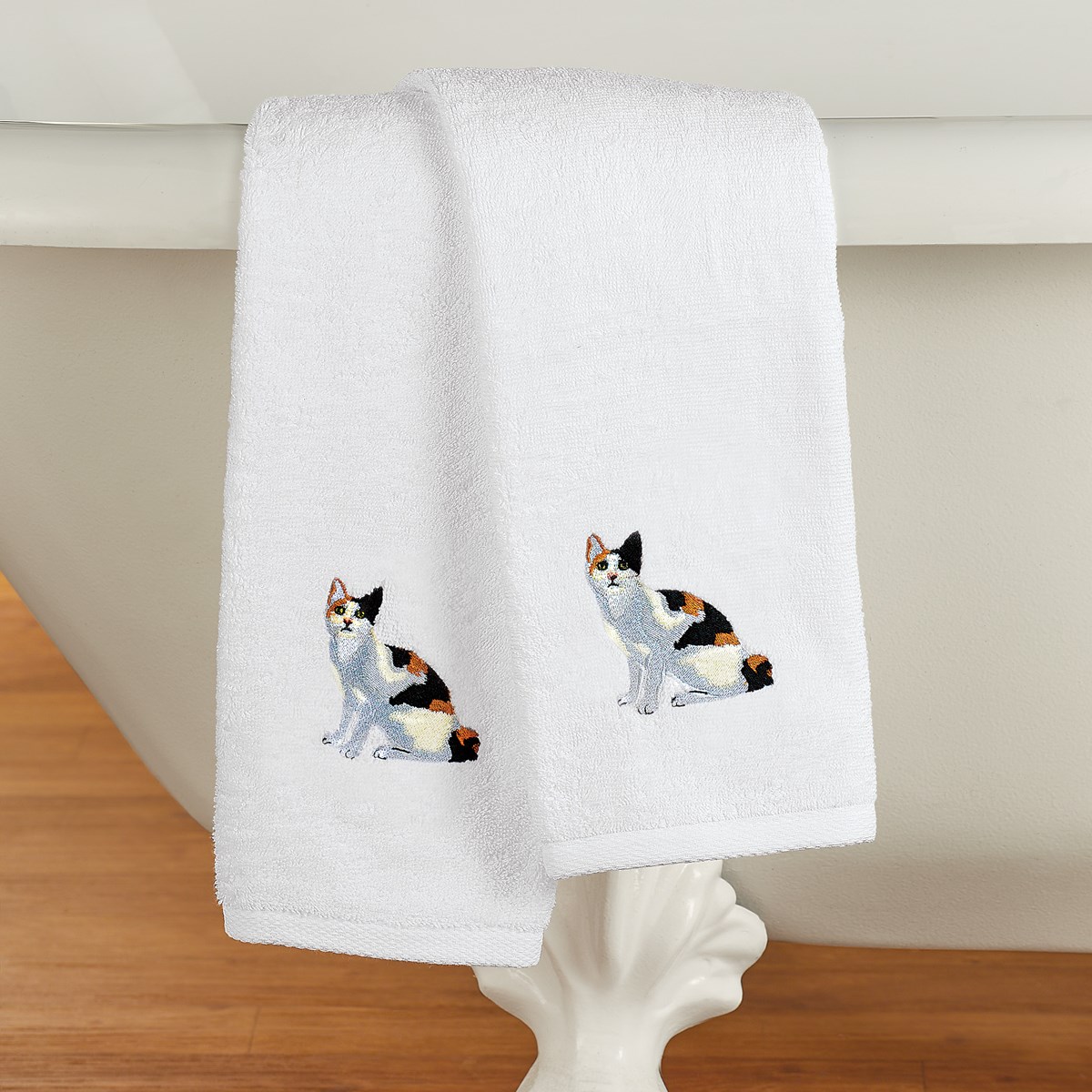 Cats Embroidered Cotton Hand Towels Set of 2 Collections Etc.