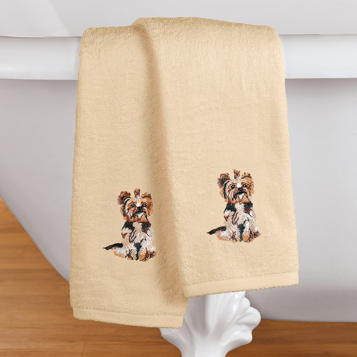 Dogs Embroidered Cotton Hand Towels Set of 2 Collections Etc.