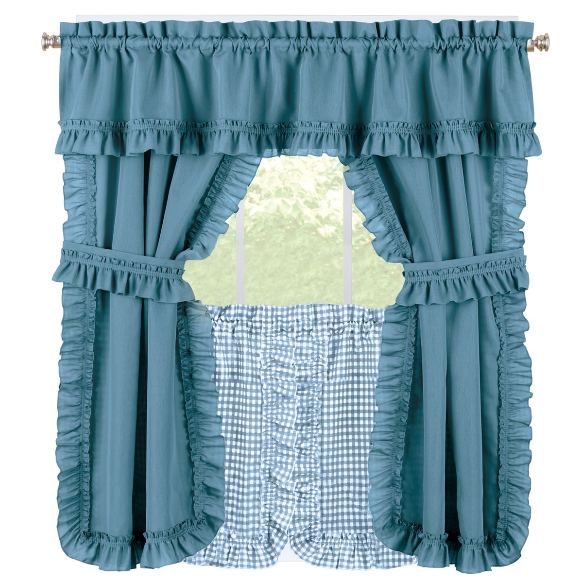 Ruffled Kitchen Cafe Curtain Tier Set with Tiebacks Collections Etc.