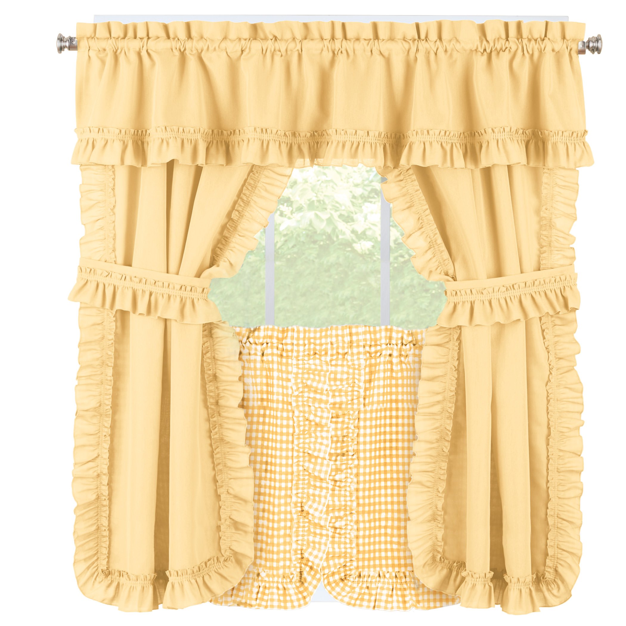 Ruffled Kitchen Cafe Curtain Tier Set With Tiebacks Collections Etc