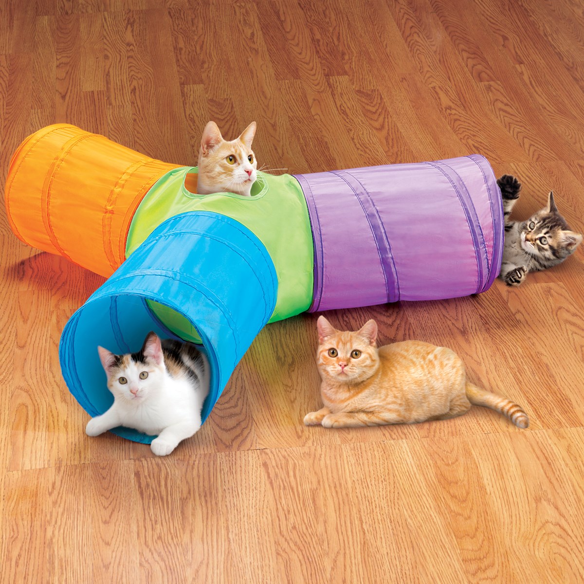 3 Way Pop Up Cat Tunnel with Hanging Toys Collections Etc.