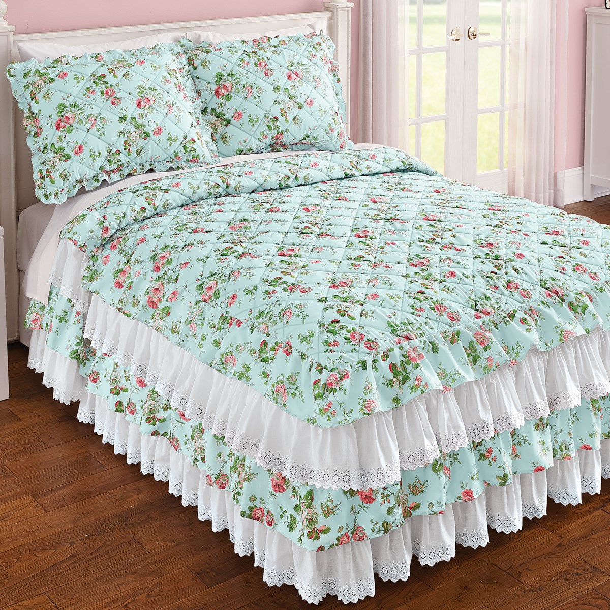 Floral Eyelet Lace Ruffled Bedspread Collections Etc.
