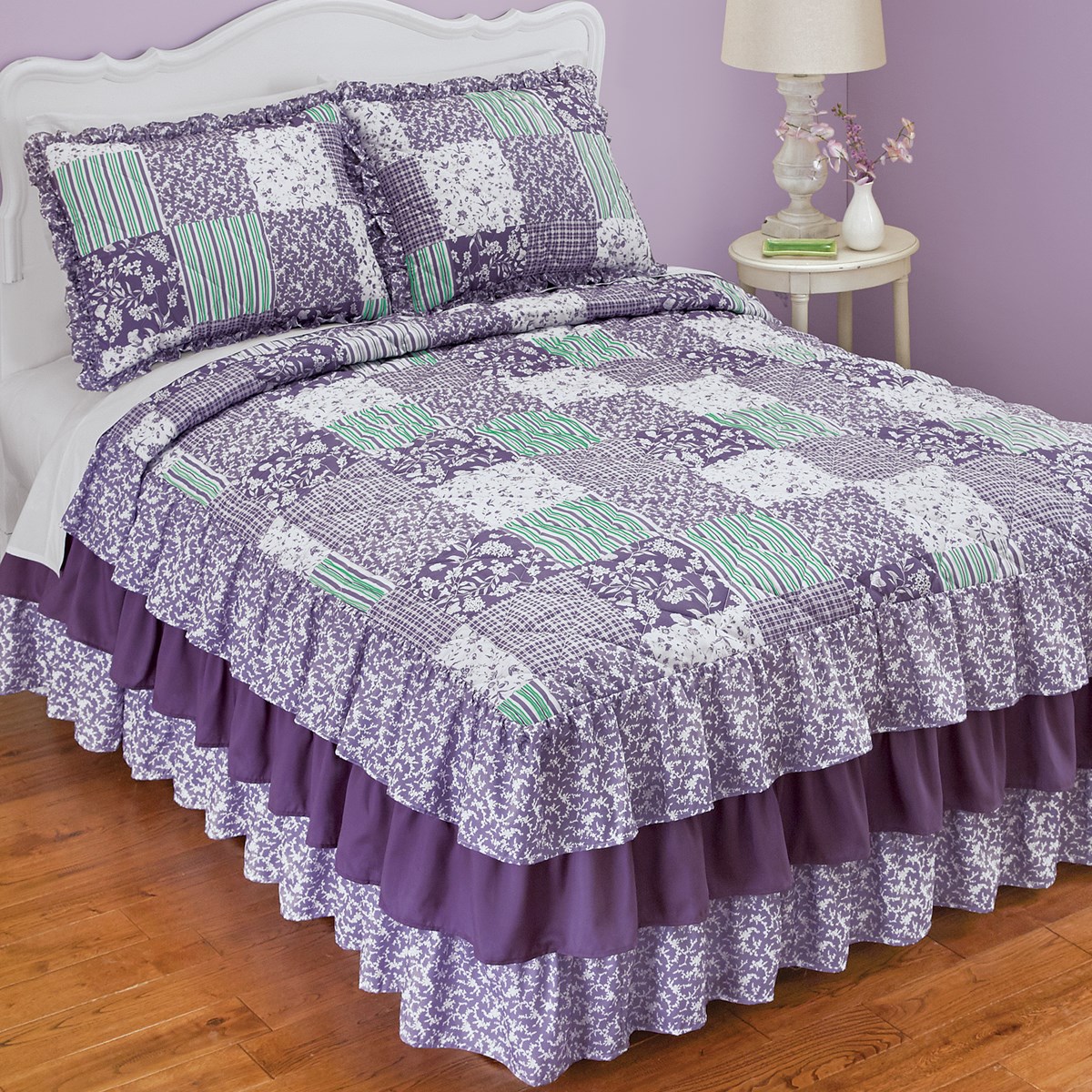 Classique Lavender Ruffled Patchwork Bedspread Collections Etc.