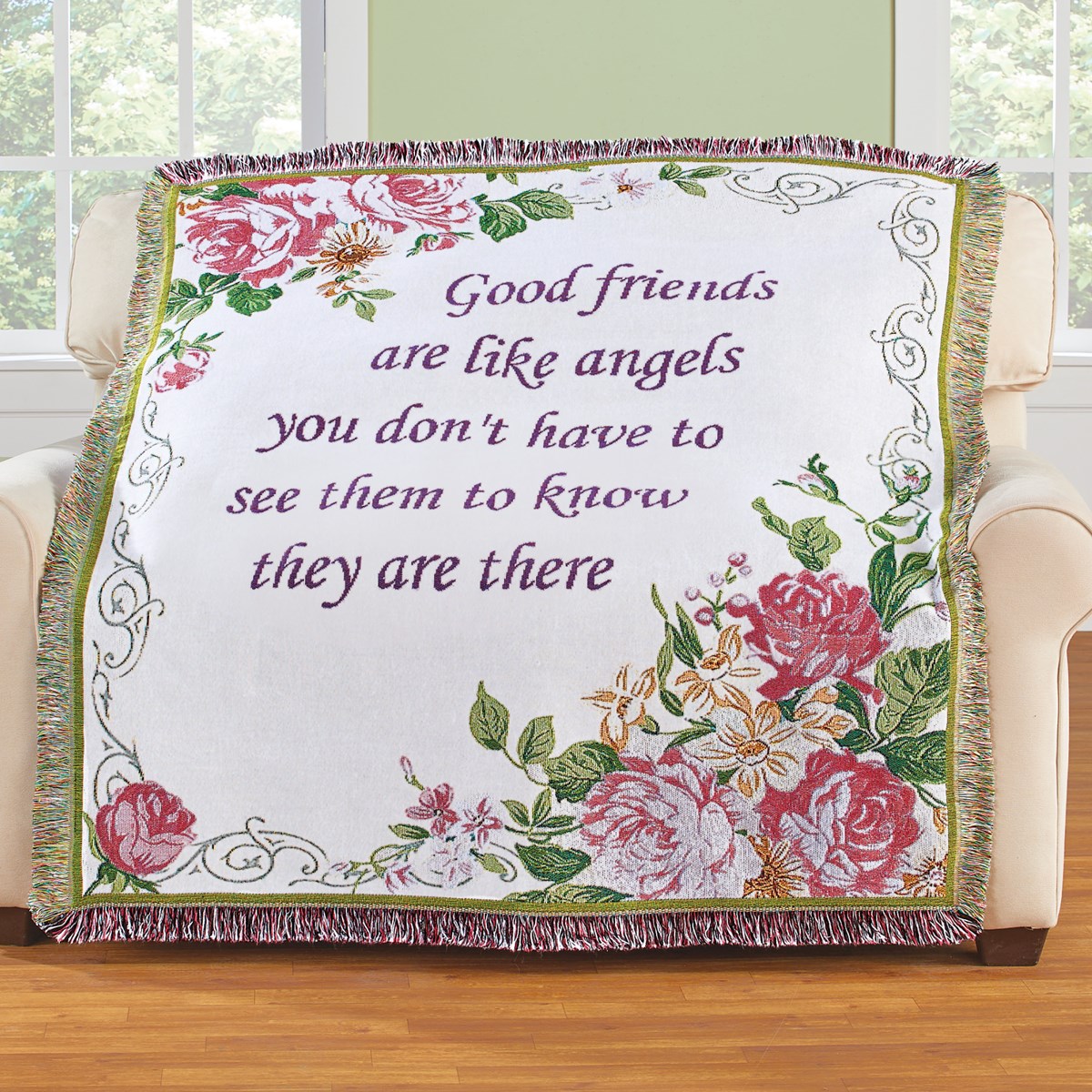 Friend Tapestry Throw with Scrolling Design Collections Etc.