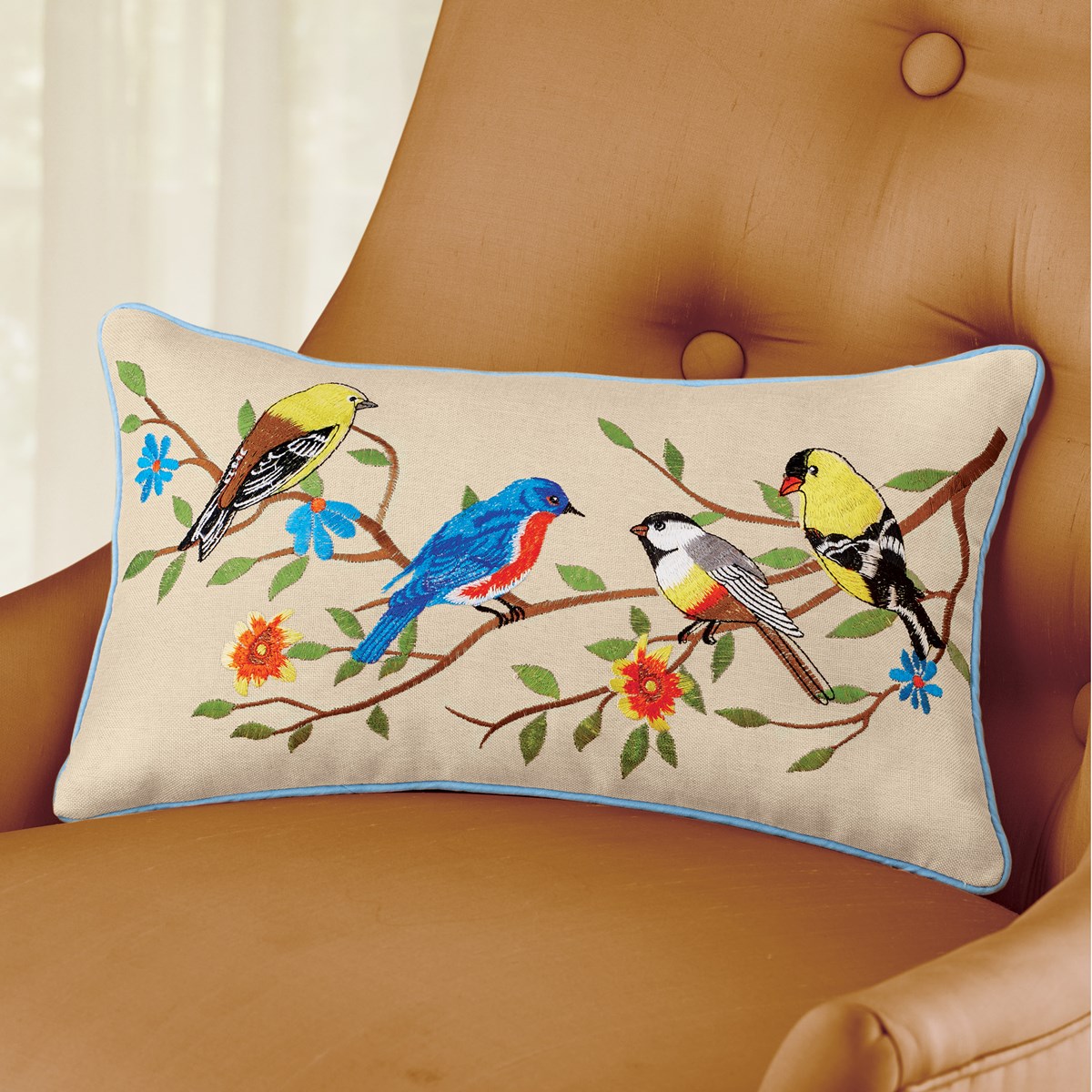 Bird Embroidered Accent Pillow Collections Etc.