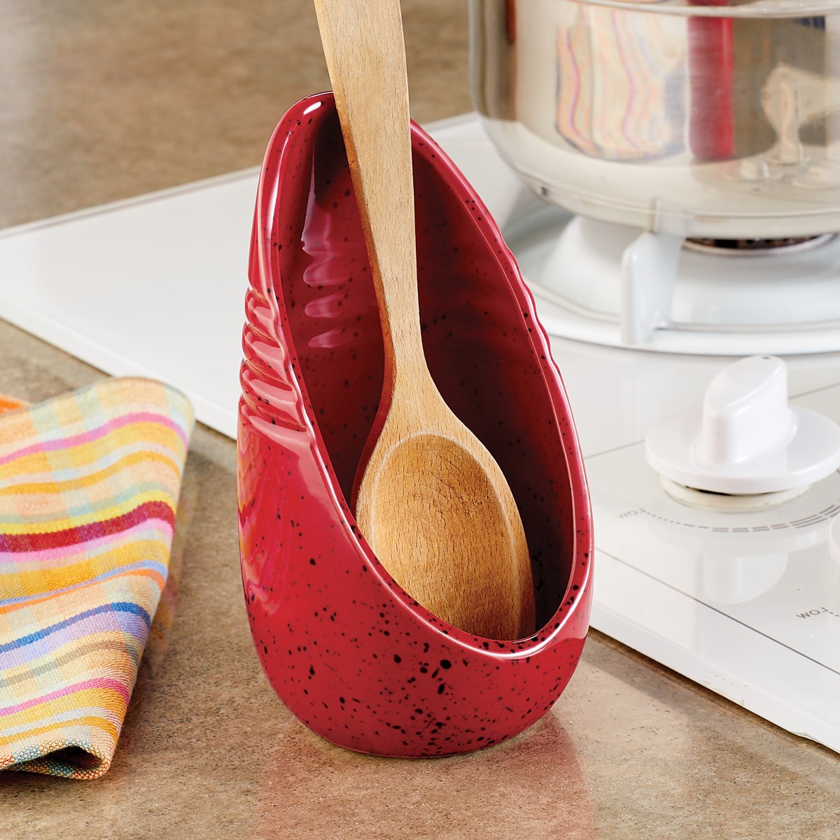 Red Speckled Upright Spoon Rest Collections Etc.