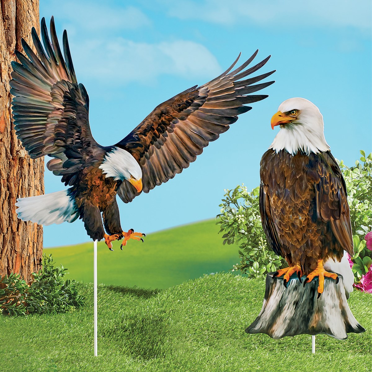 Bald Eagle Yard Stakes - Set of 2 | Collections Etc.