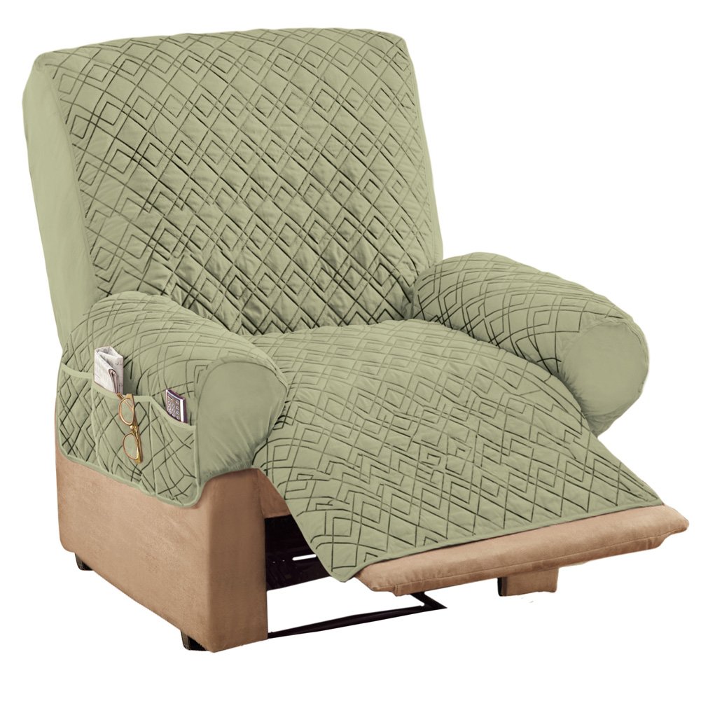 Diamond Quilted Stretch Recliner Cover with Storage - Picture 13 of 18