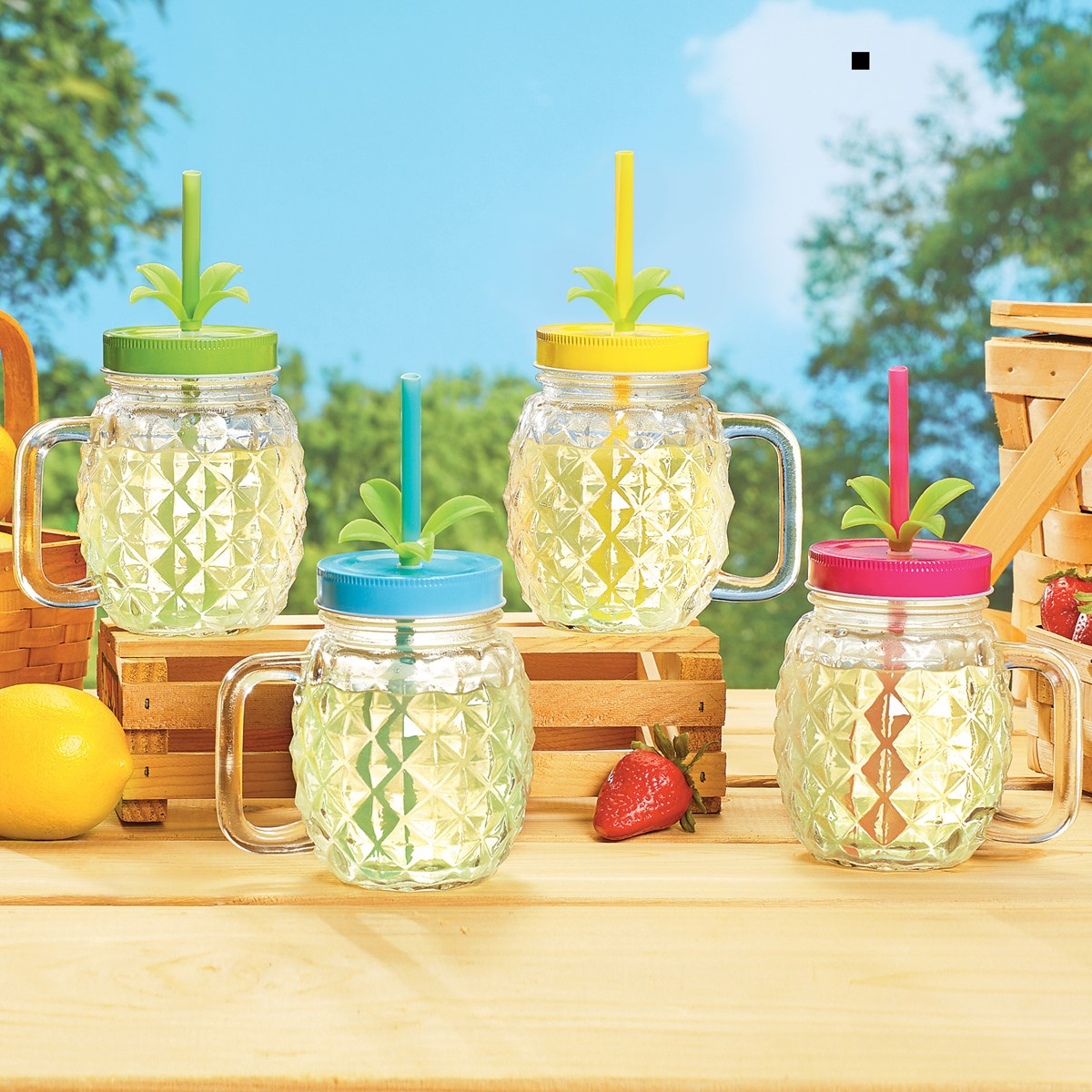 MugStyle Pineapple Drink Glasses Set of 4 Collections Etc.