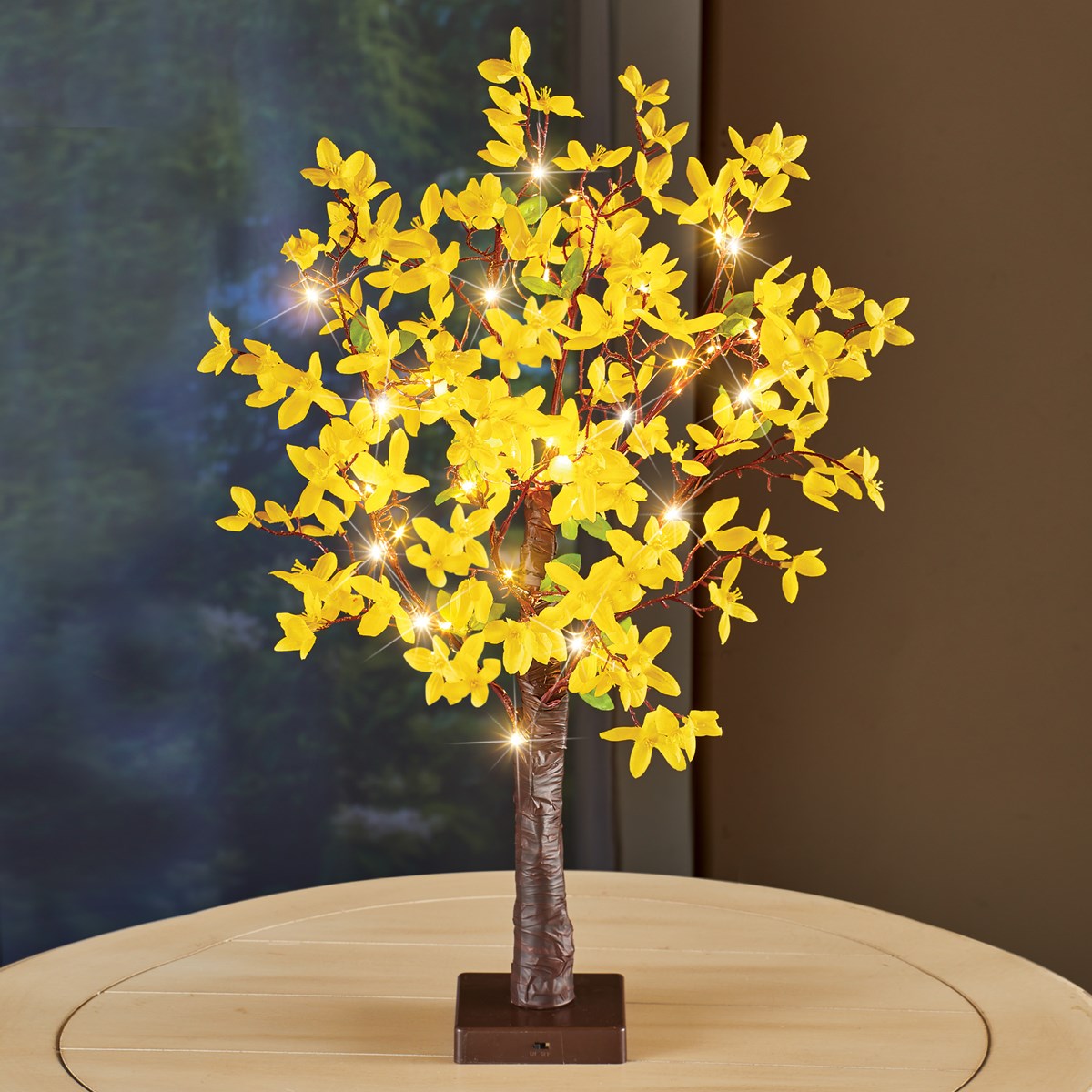 Lighted Yellow Forsythia Tabletop Tree Collections Etc.