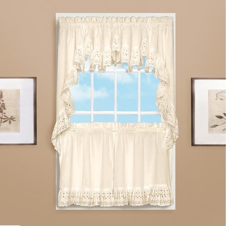 Vienna Eyelet Window Curtains With Ruffled Border Collections Etc