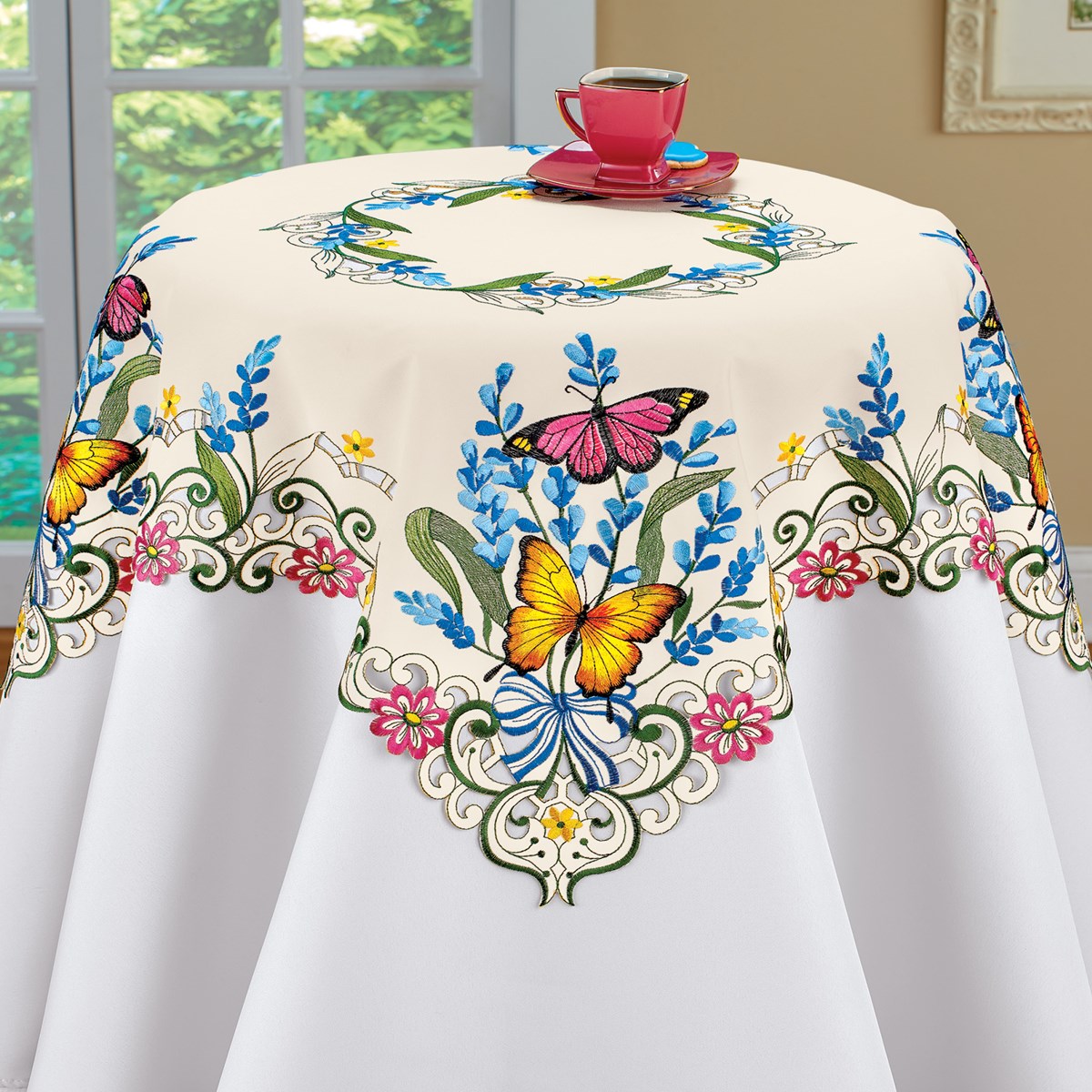 Floral Butterflies Embroidered Table Linens Collections Etc.