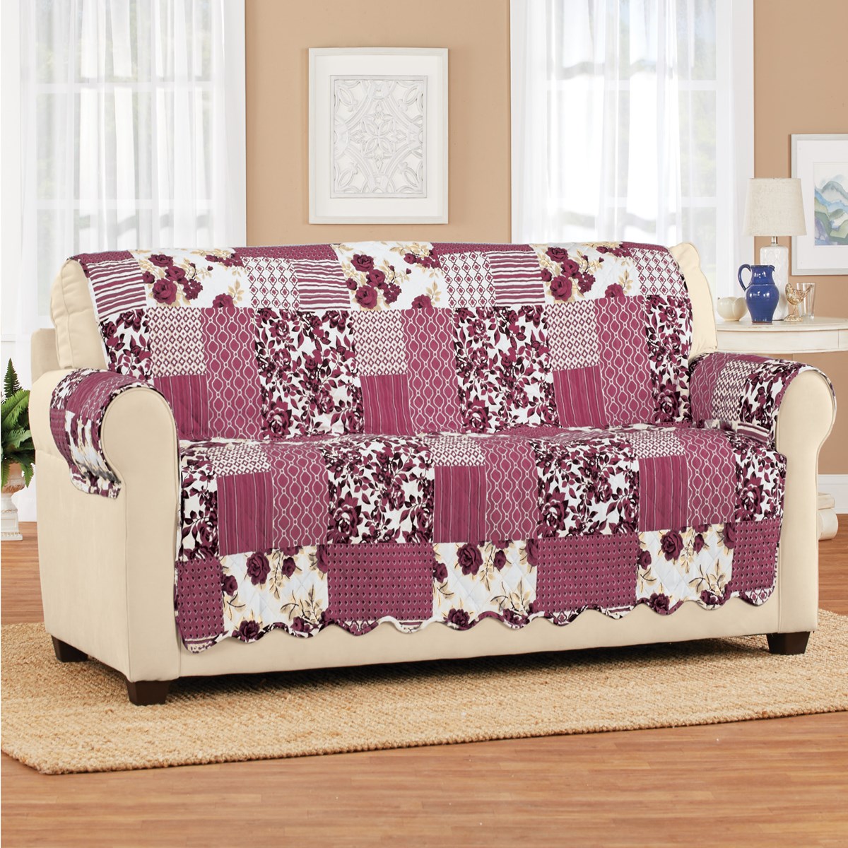Langdon Reversible Quilted Patchwork Furniture Protector Collections Etc.