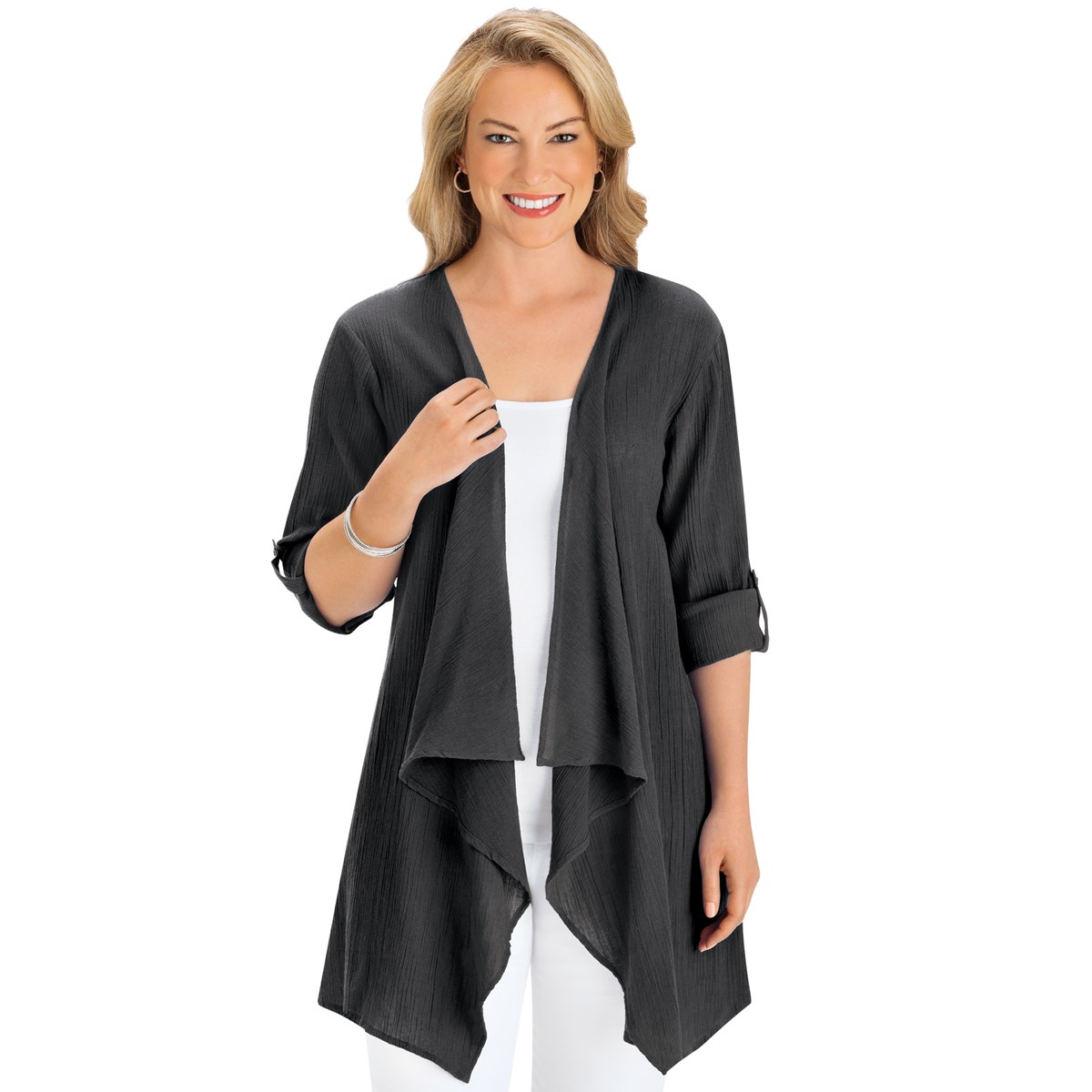 Cotton Gauze OpenFront Cascade Sweater Collections Etc.