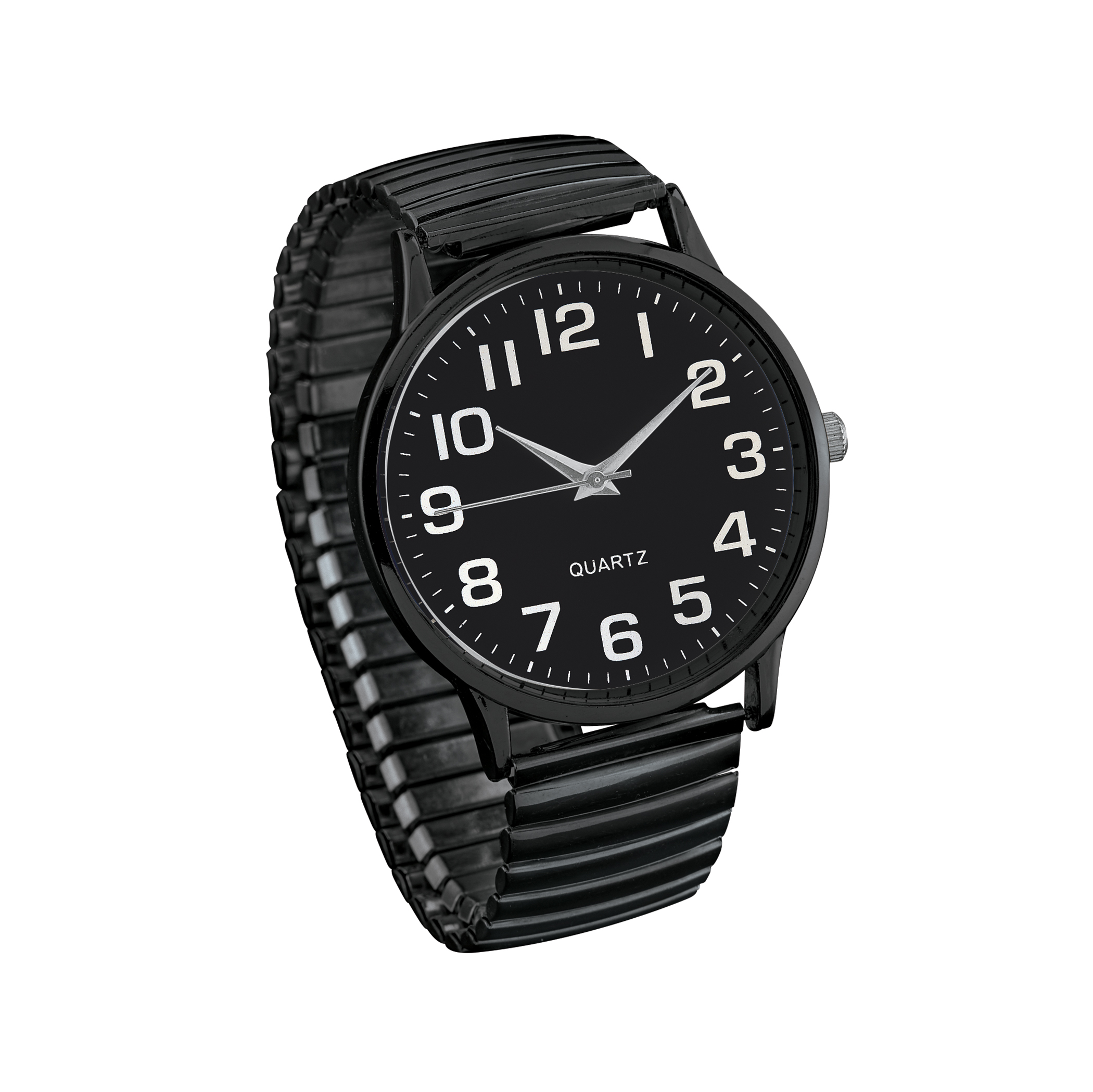 Easy-to-Read Stainless Steel Stretch Watch Black