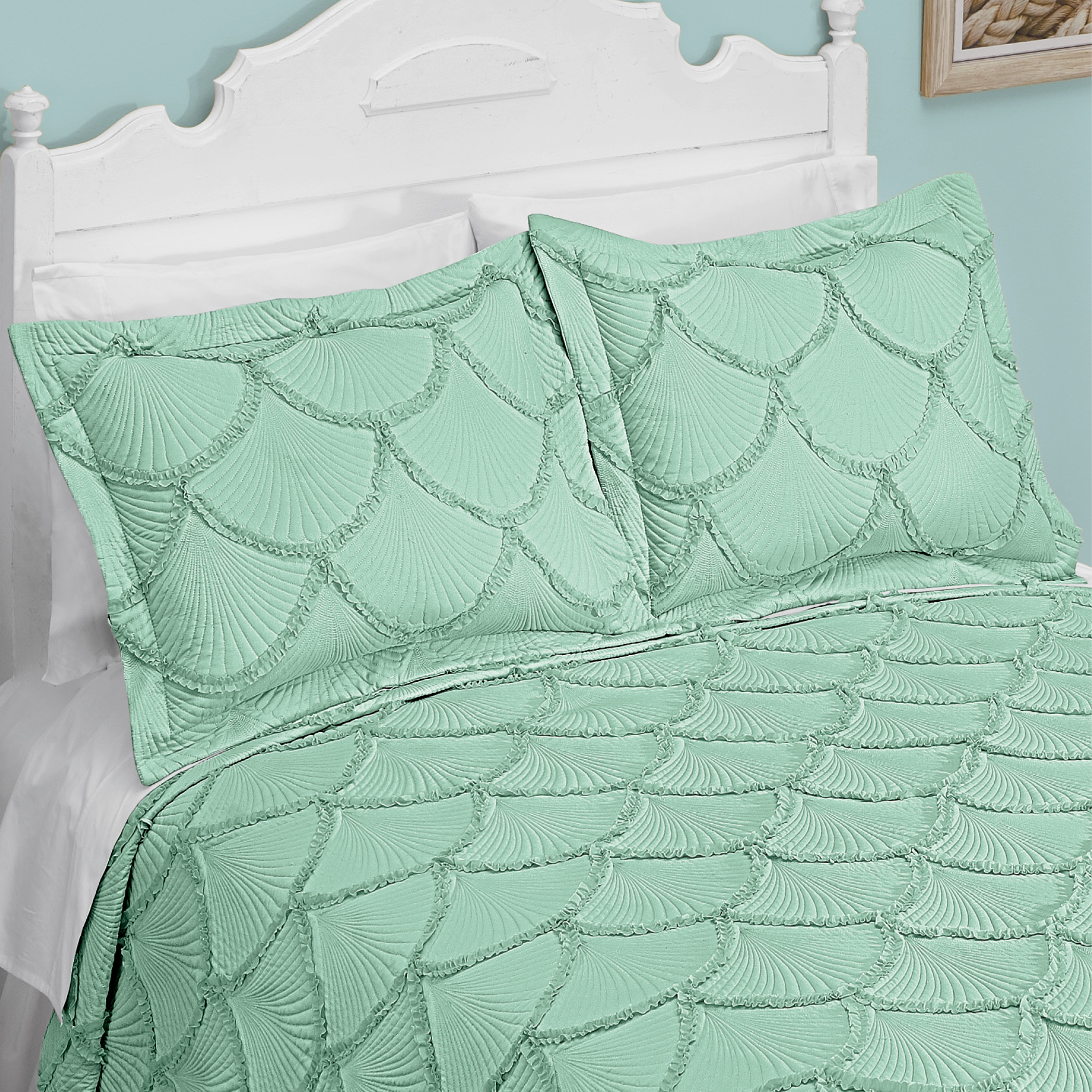 Seashell Embroidered Textured Pillow Sham Collections Etc
