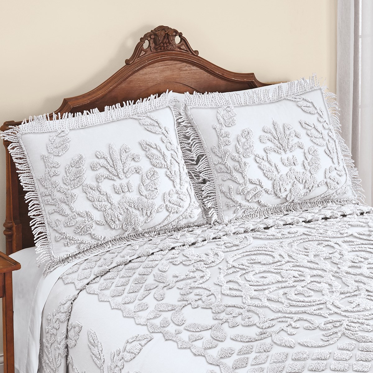 Exquisite Chenille Pillow Sham with Fringe Border Collections Etc.