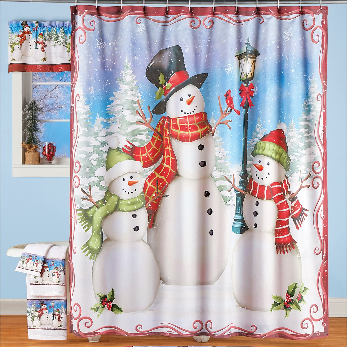Snowman Family Seasonal Shower Curtain Collections Etc.