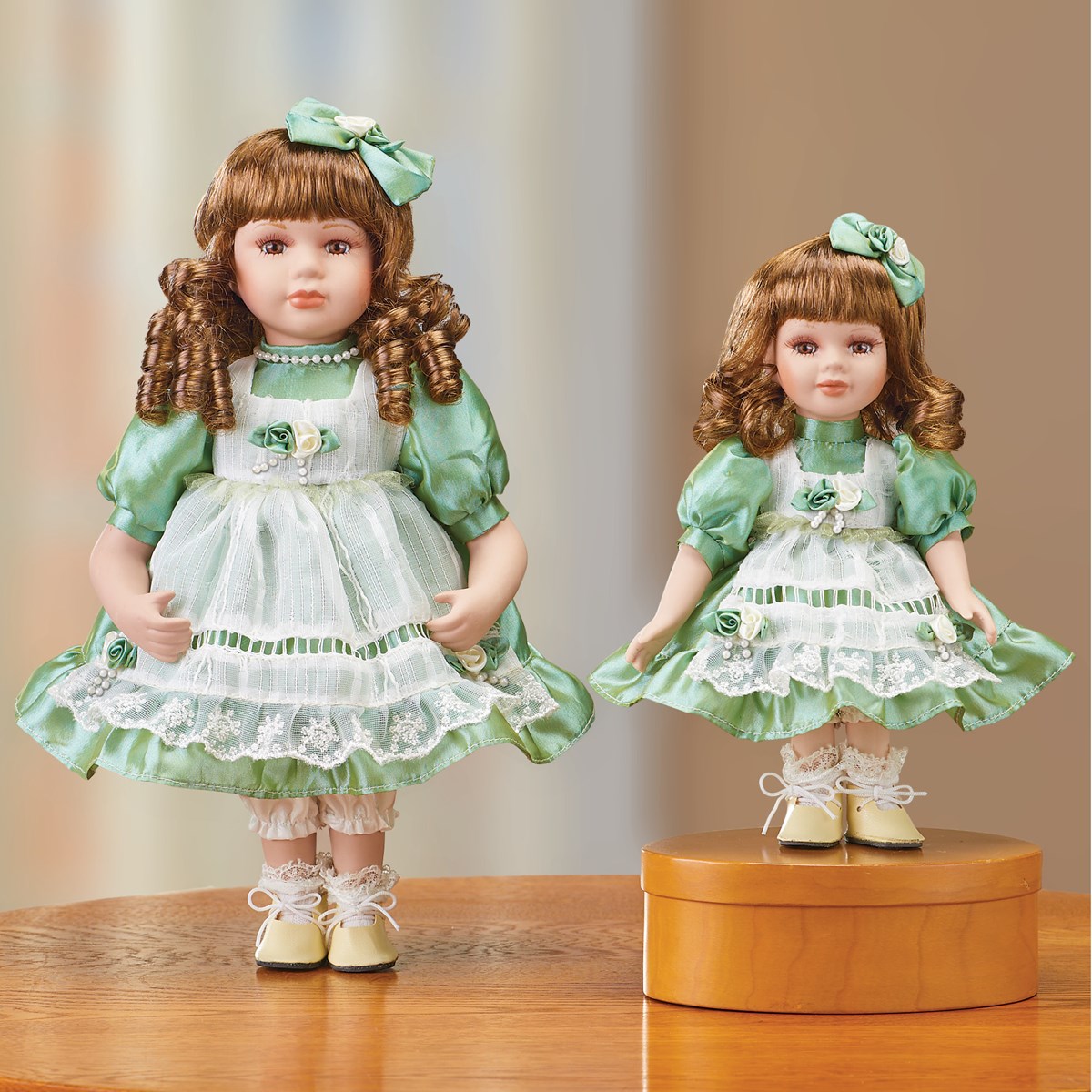 Big and Little Sister Porcelain Dolls - Set of 2 | Collections Etc.