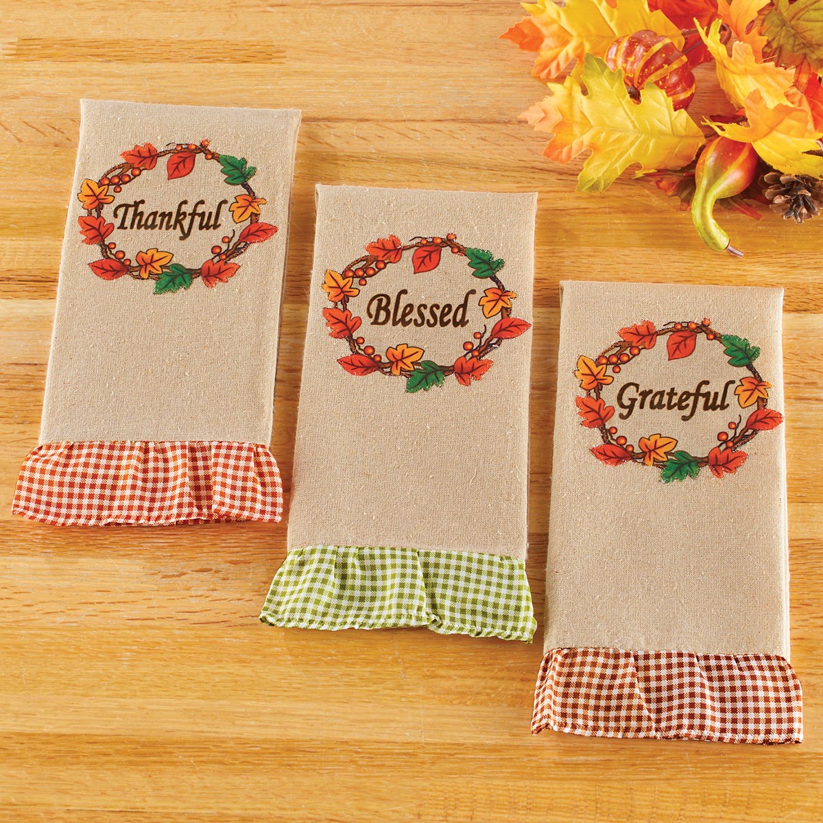 Autumn Blessing Ruffled Hand Towels Set of 3 Collections Etc.
