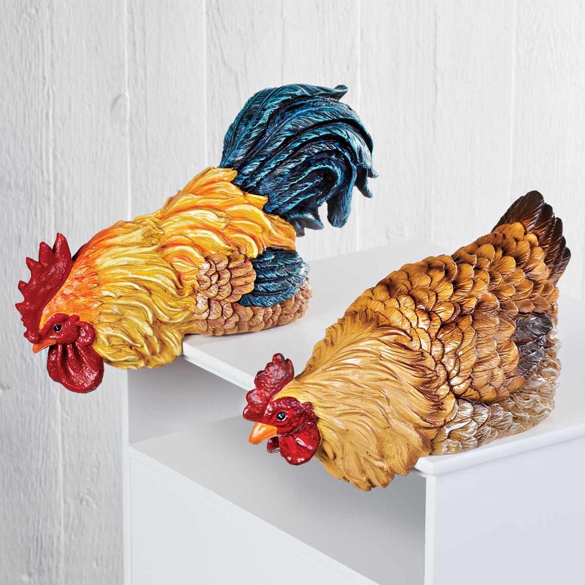 Rooster and Hen Shelf Decorations Collections Etc.