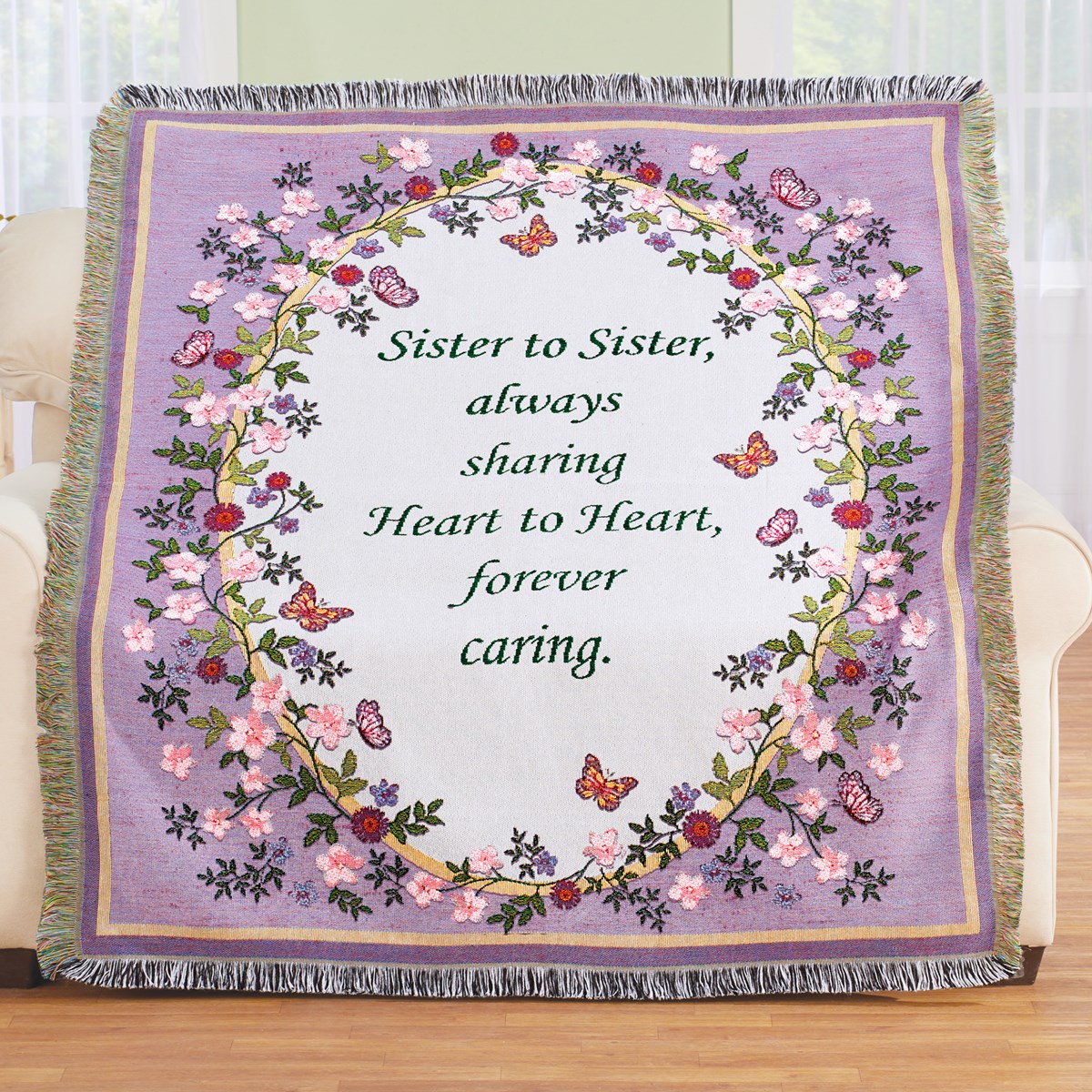 Sister Floral Sentimental Tapestry Throw Blanket Collections Etc.