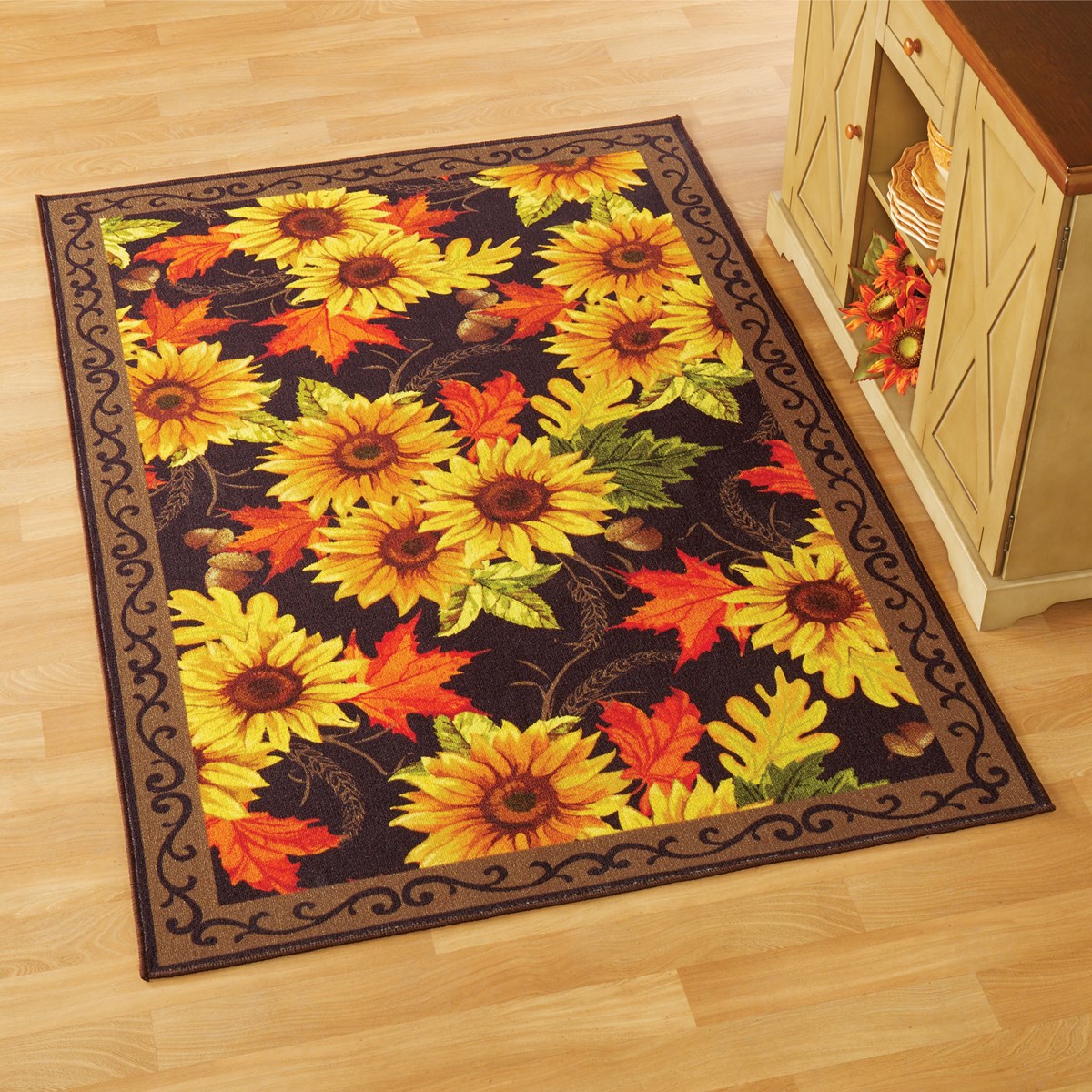 Autumn Sunflower and Maple Leaf Accent Rug Collections Etc.