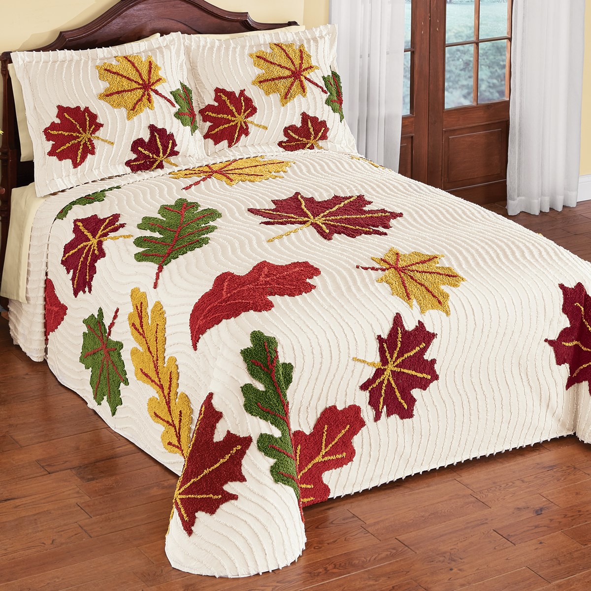 Soft Fall Foliage Chenille Bedspread Collections Etc.