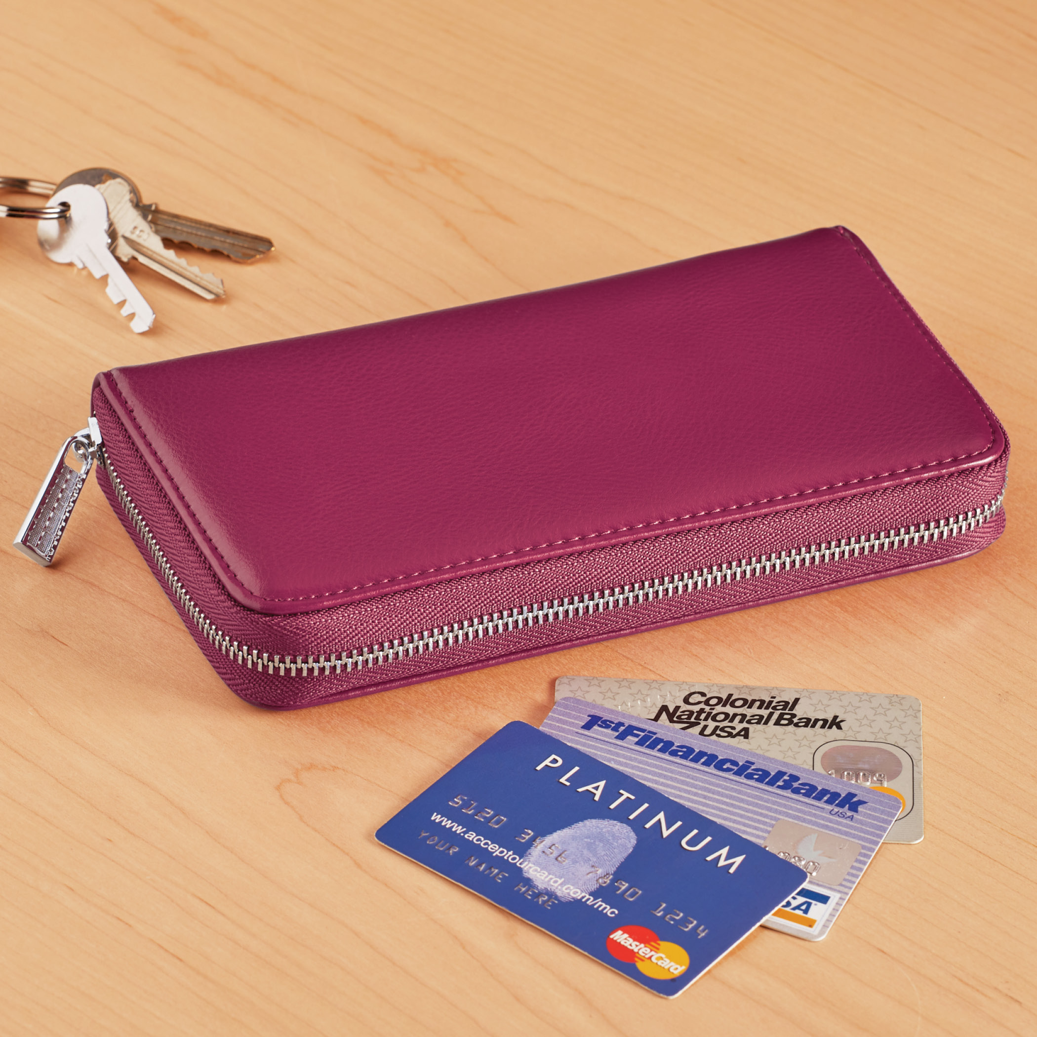 Slim RFID-Blocking Technology Leather Wallet with 36 Slots and Zippered Closure - Imagen 12 de 18