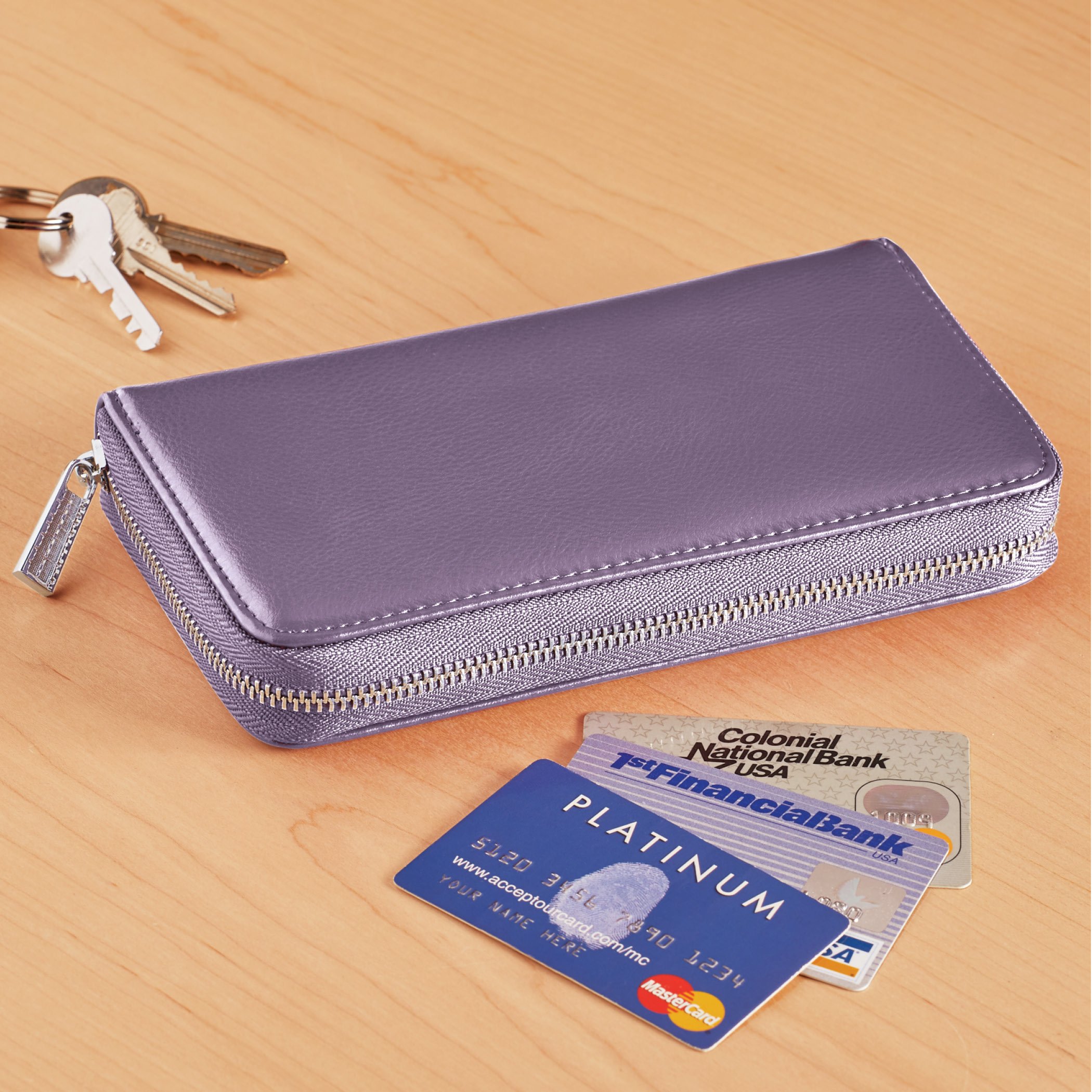 Slim RFID-Blocking Technology Leather Wallet with 36 Slots and Zippered Closure - Imagen 15 de 18