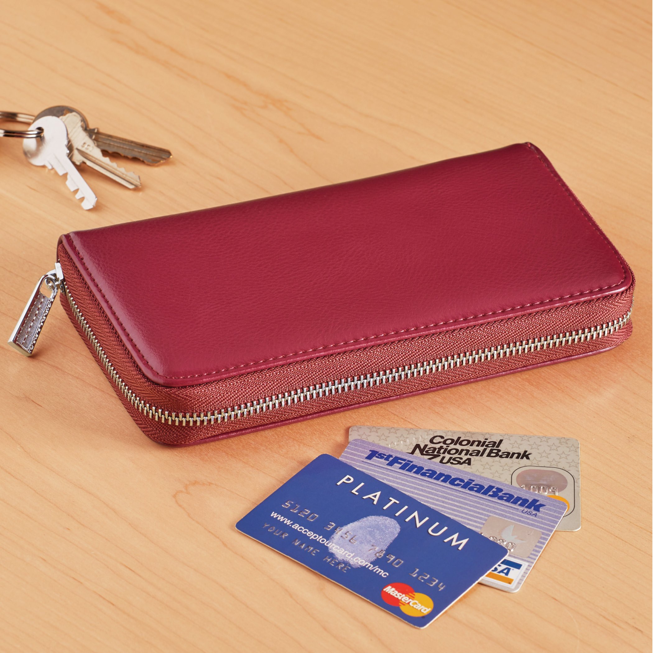 Slim RFID-Blocking Technology Leather Wallet with 36 Slots and Zippered Closure - Imagen 18 de 18