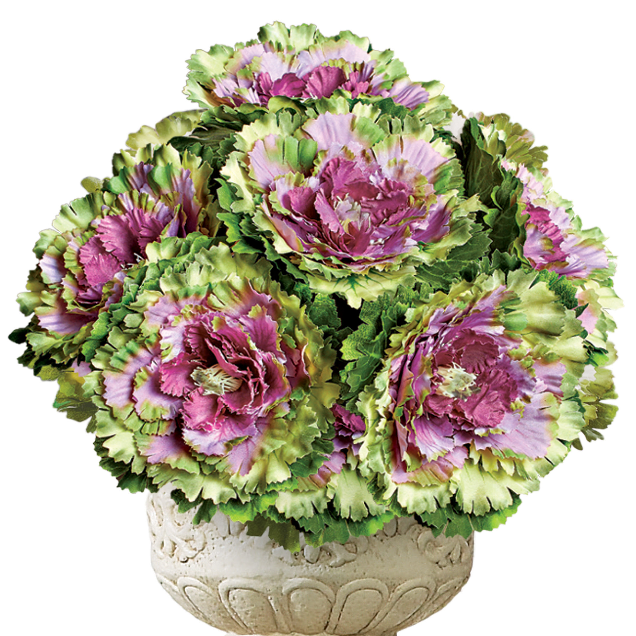 Artificial Purple Cabbage Roses - Set of 6