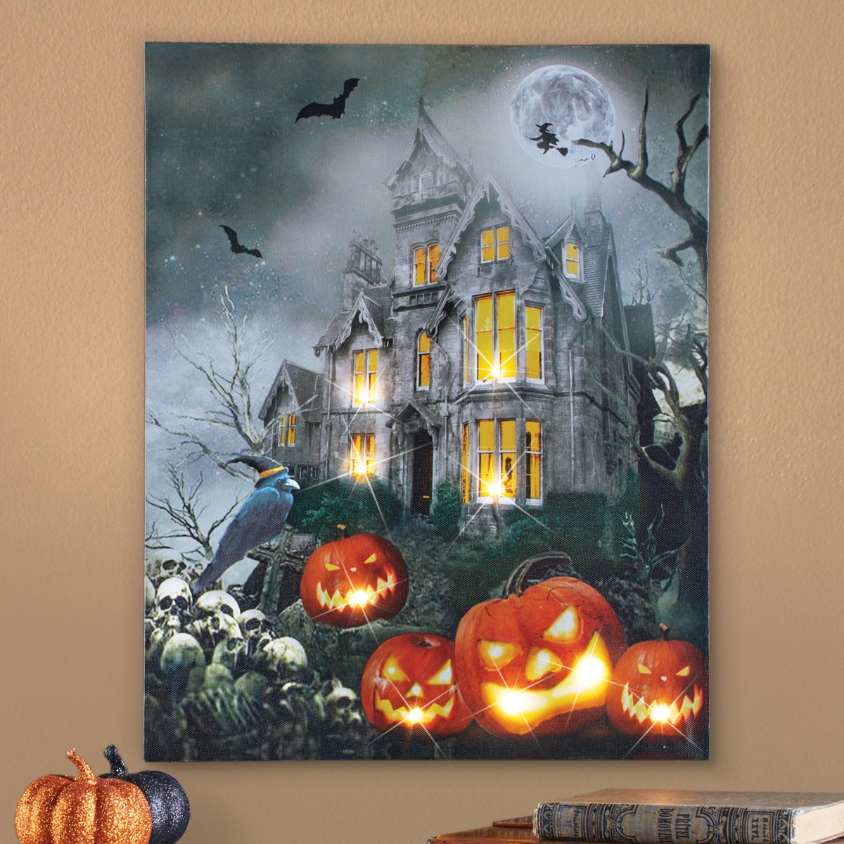 Lighted LED Haunted House Canvas Wall Art Collections Etc.