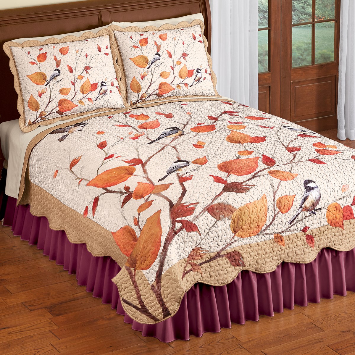 Colorful Leaves and Chickadees Fall Quilt Collections Etc.