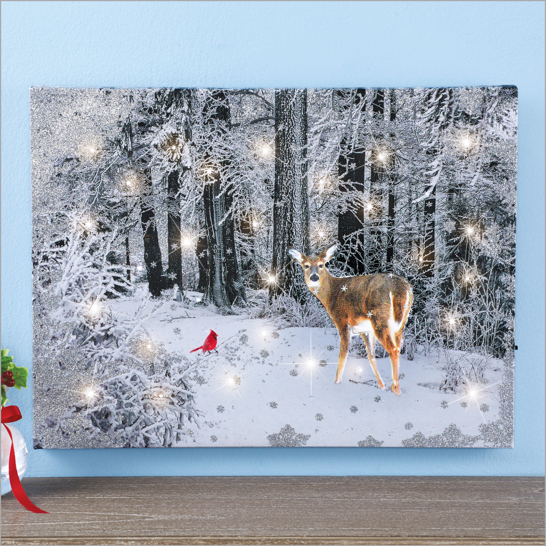 Lighted LED Deer Glittered Canvas Wall Art Seasonal Home Decor for Any Room eBay