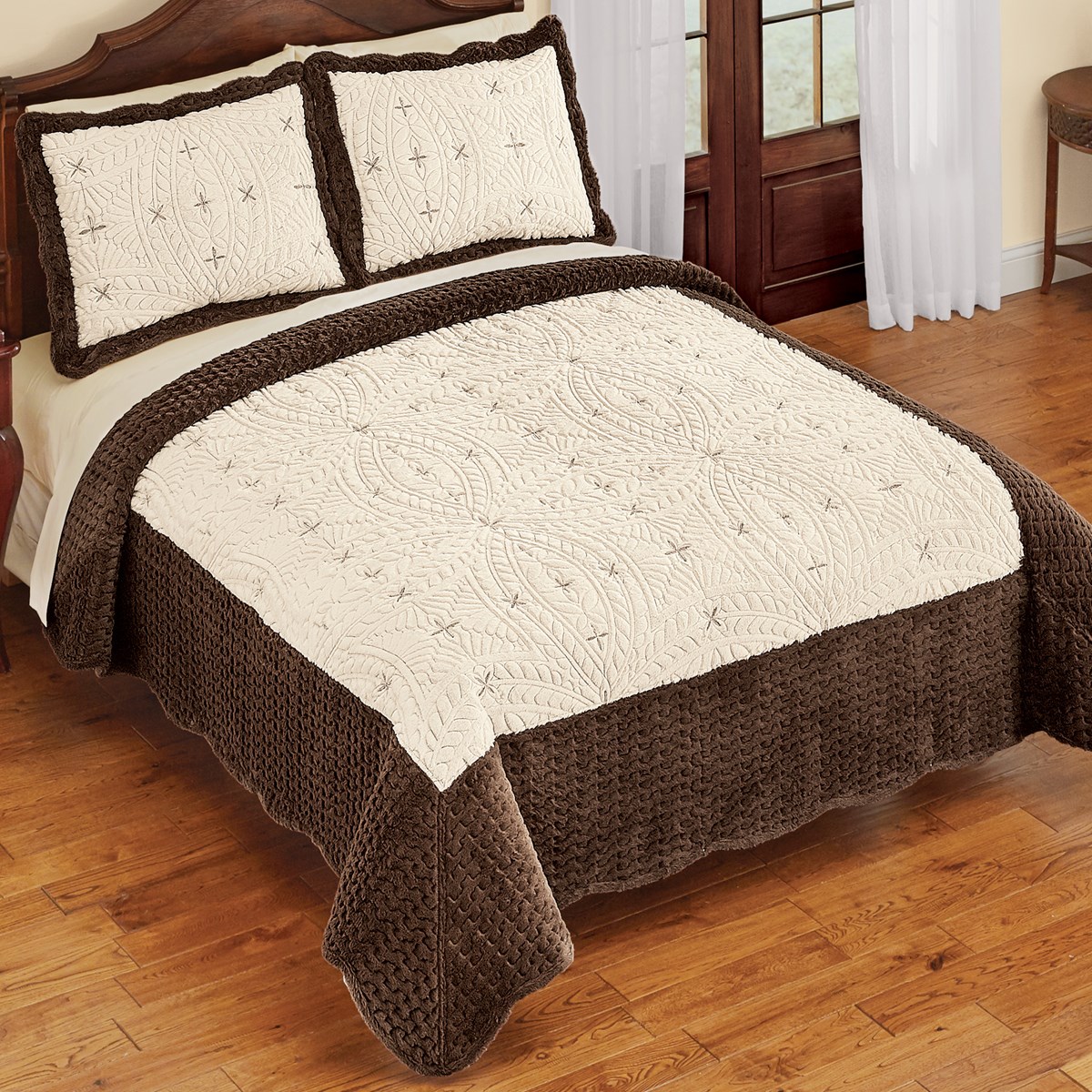 Embroidered Faux Fur TwoToned Quilt Collections Etc.