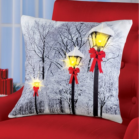 Lighted Winter Snow Covered Light Posts Pillow Cover Collections