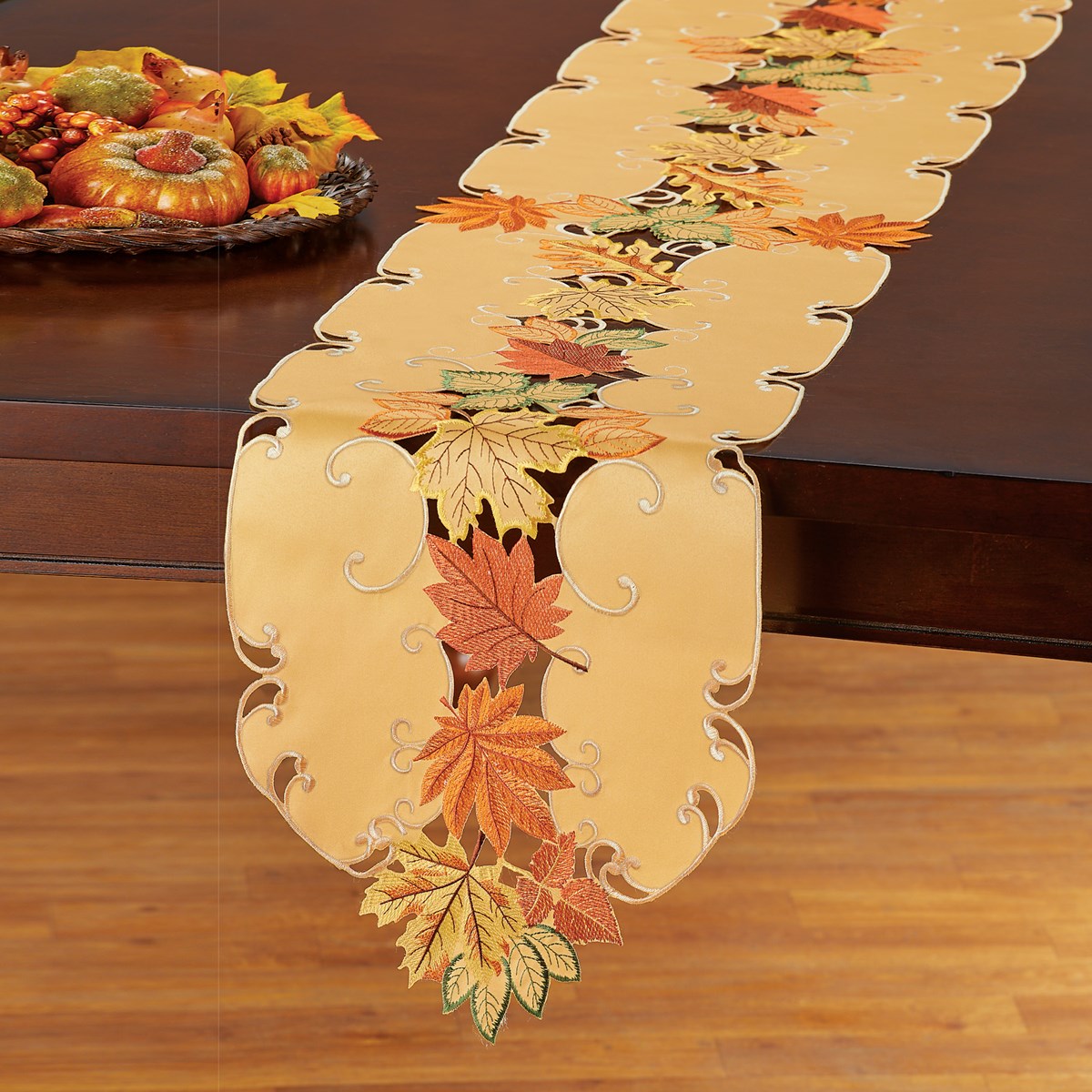 Beautiful Fall Leaves Embroidered Table Linens Collections Etc.