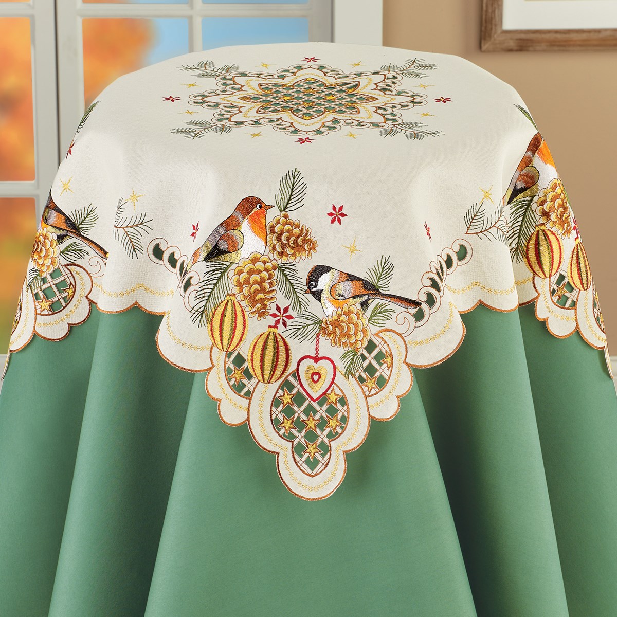 Holiday Birds Embroidered Table Linens Collections Etc.