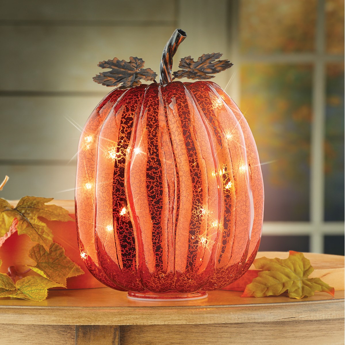 Lovely Glass LED Lighted Pumpkin | Collections Etc.