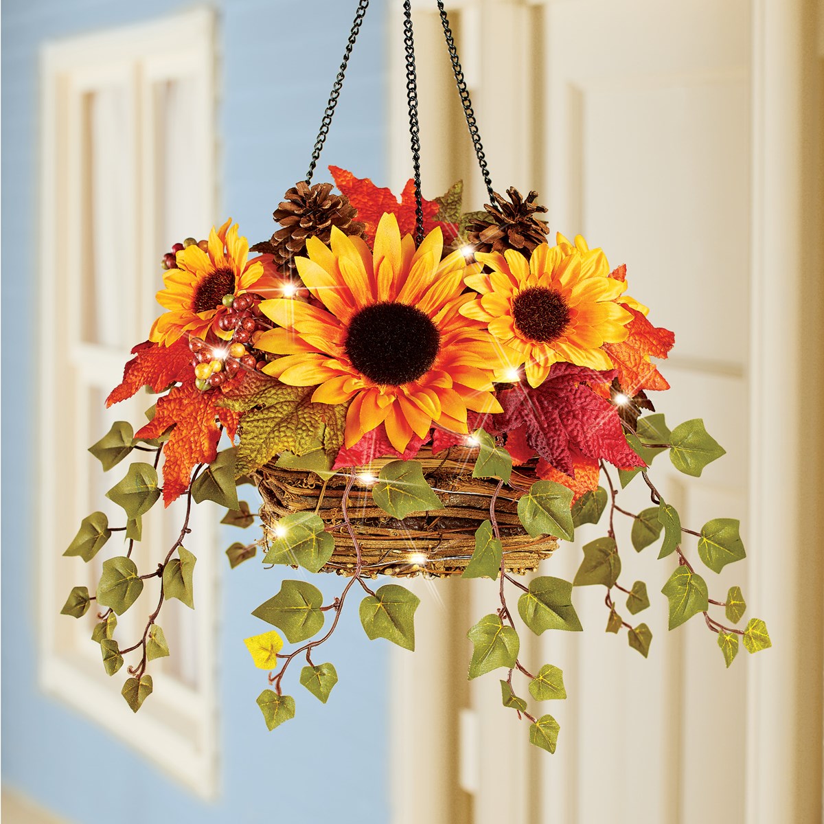 Beautiful Lighted Autumn Hanging Basket Collections Etc.