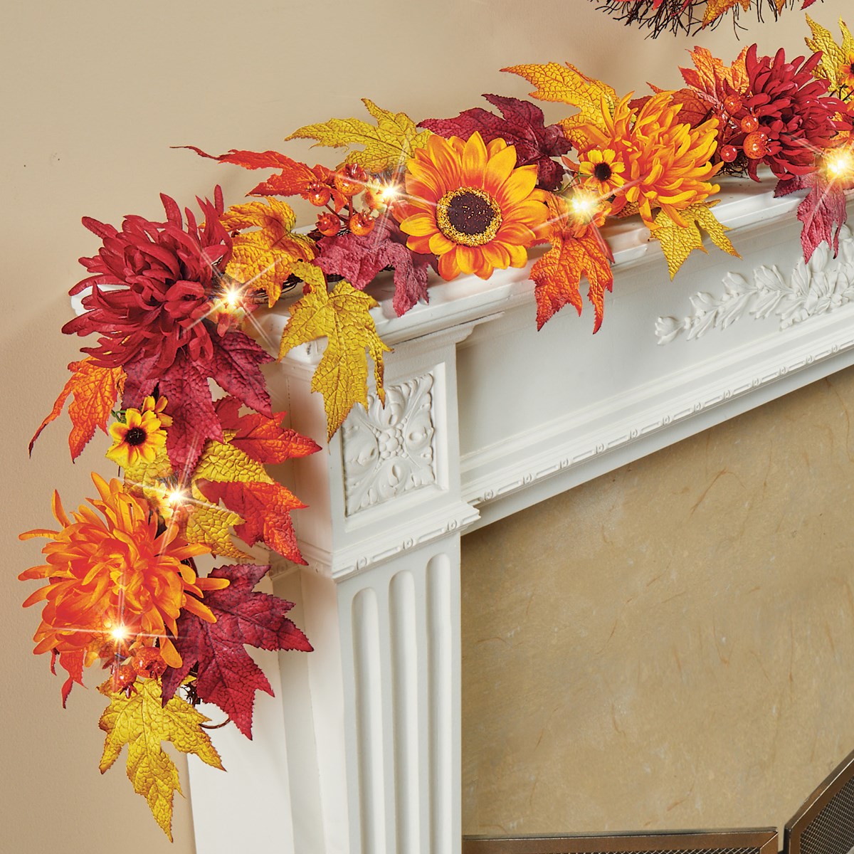 Lighted Chrysanthemum and Sunflower Fall Garland Collections Etc.