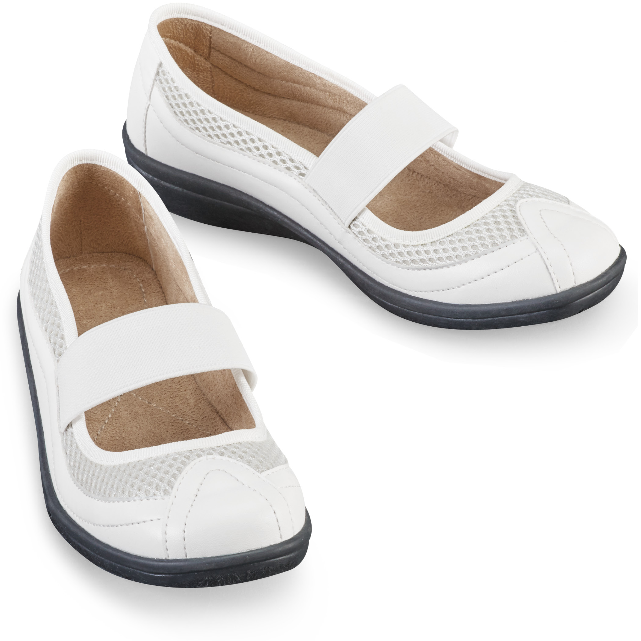 Women's Comfortable Slip-On Mary Jane Shoes - Wide Width White 7